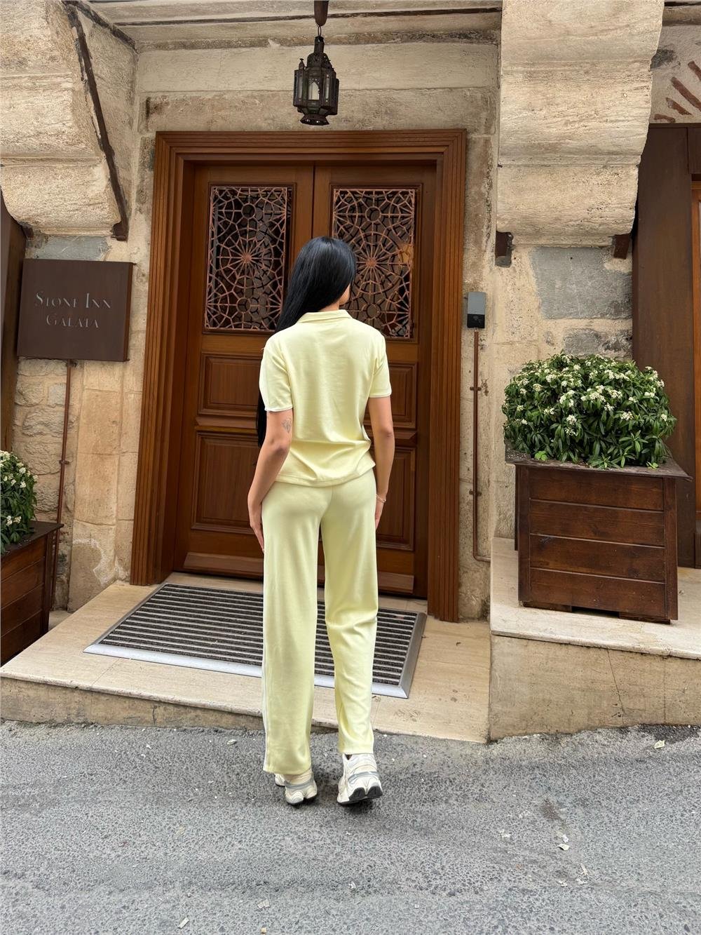 Sarı Polyester Elastan Polo Yaka Takım