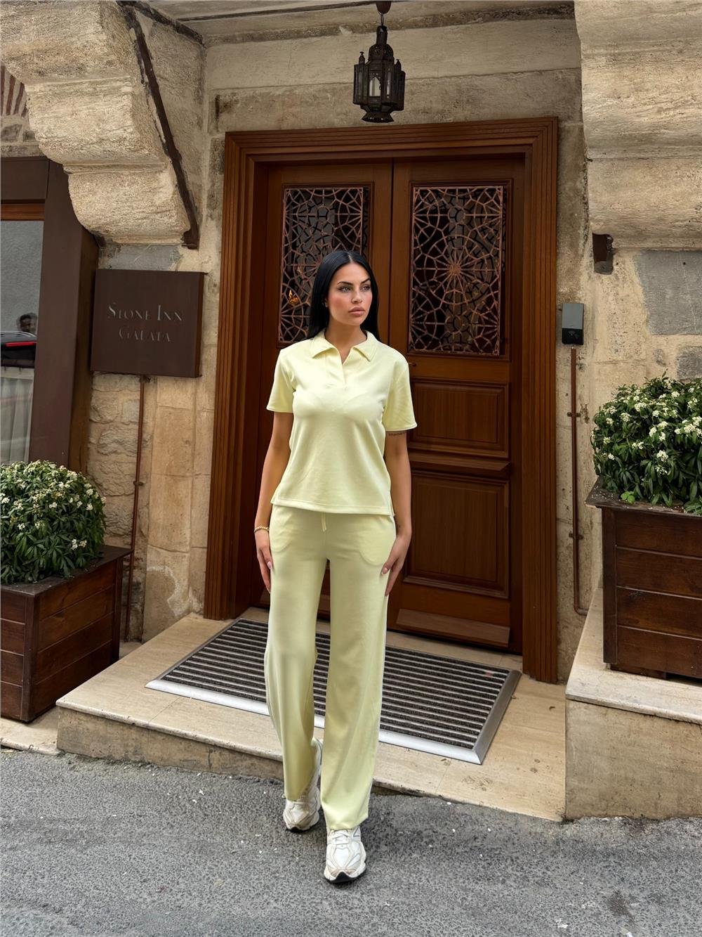 Sarı Polyester Elastan Polo Yaka Takım