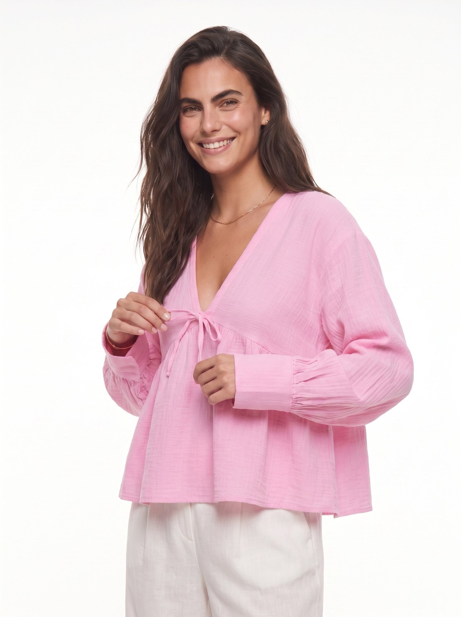 Şeker Pembe Bağlama Detaylı Bluz