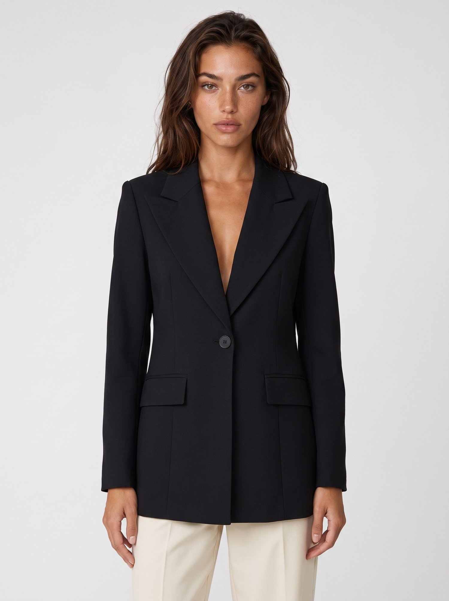 Siyah Astarlı Vatkalı Blazer Ceket