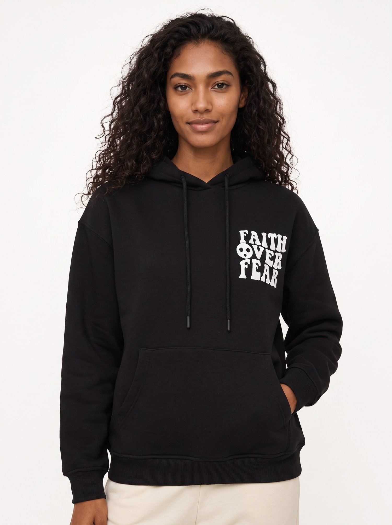 Siyah Baskılı Oversize Kapüşonlu Sweatshirt