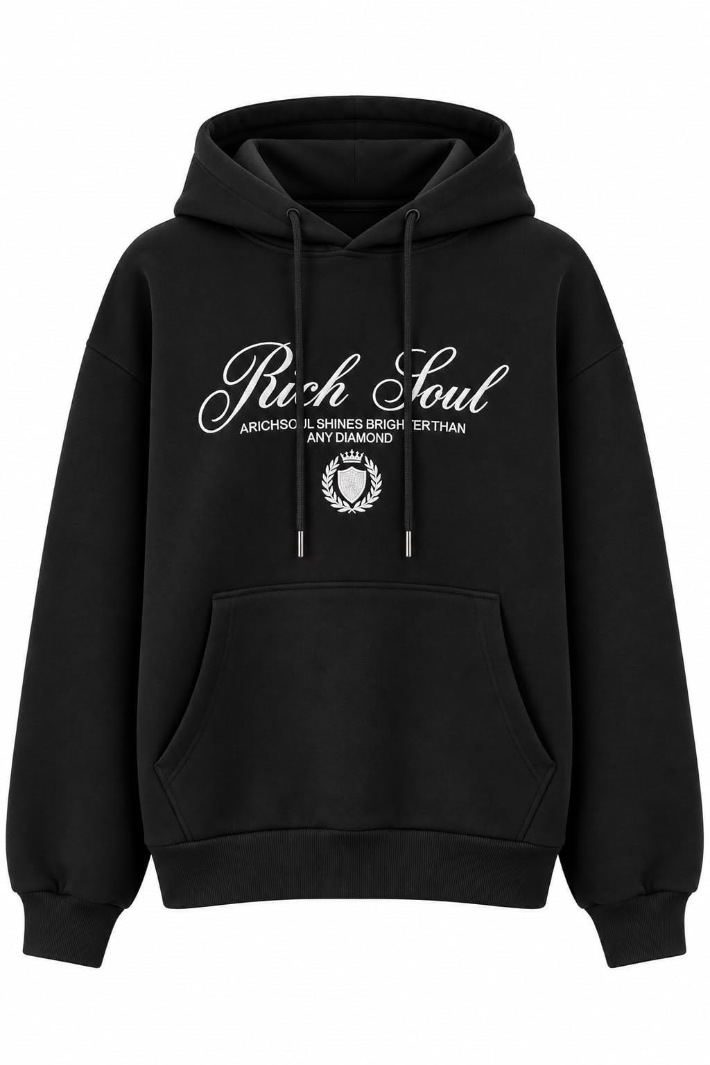 Siyah Baskılı Oversize Kapüşonlu Sweatshirt
