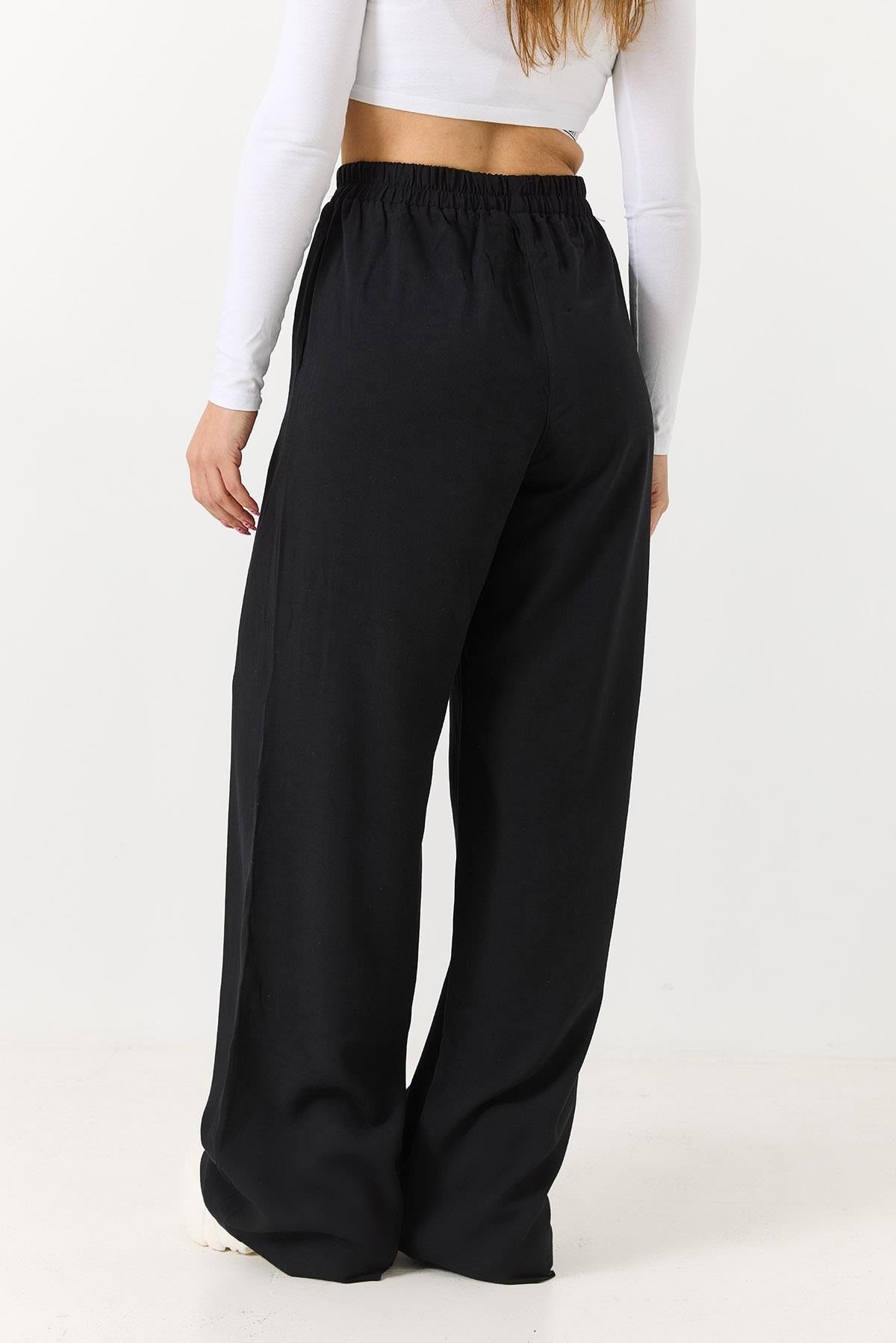 Siyah Beli Lastikli Rahat Pantolon