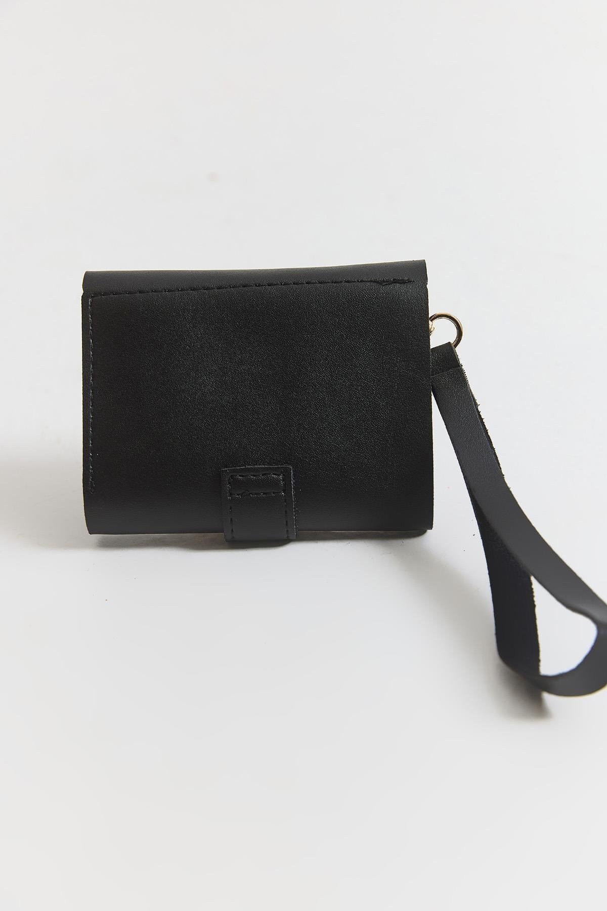Siyah Çıtçıtlı Mini Cüzdan