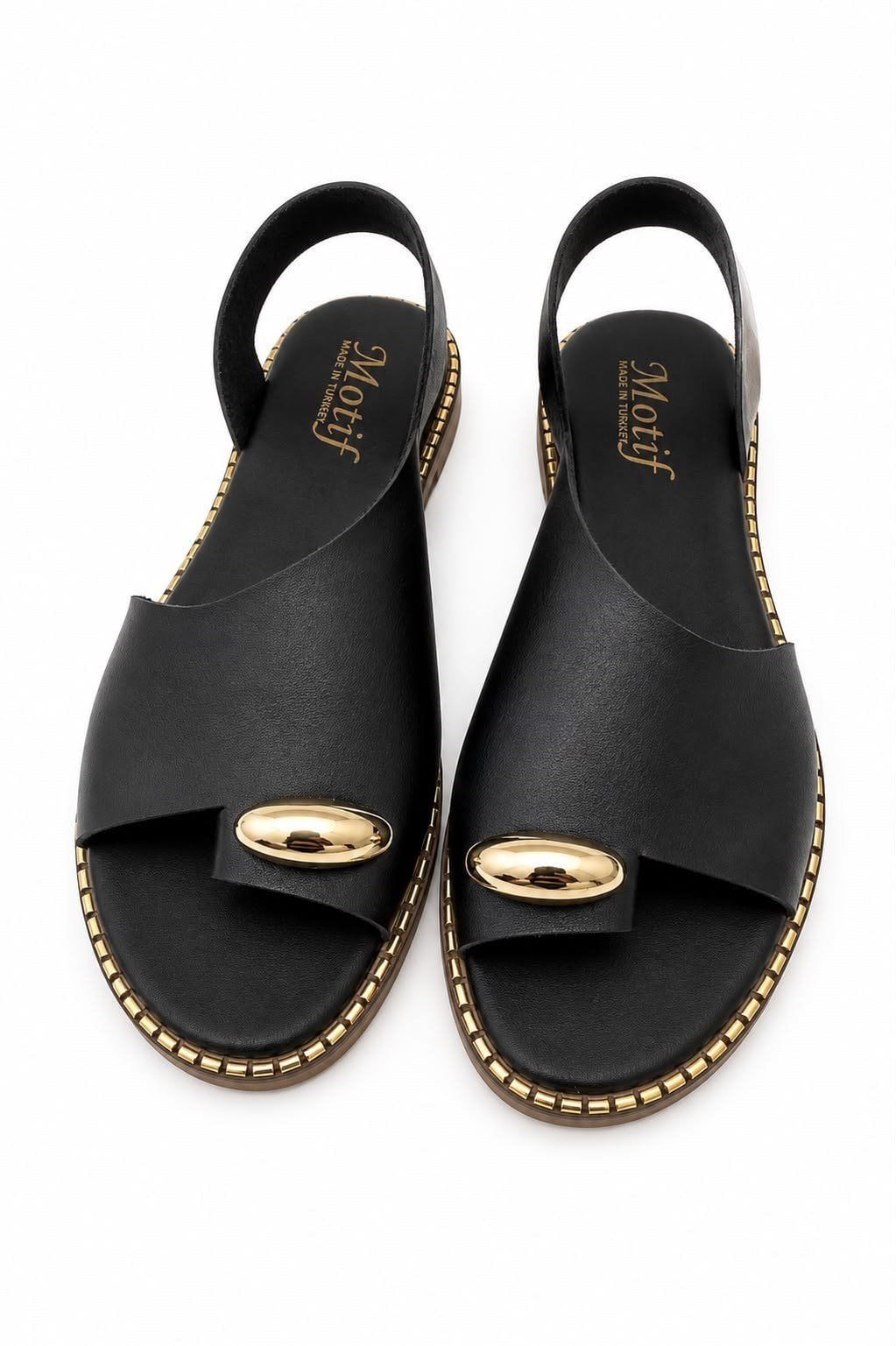 Siyah Gold Tokalı Rahat Sandalet