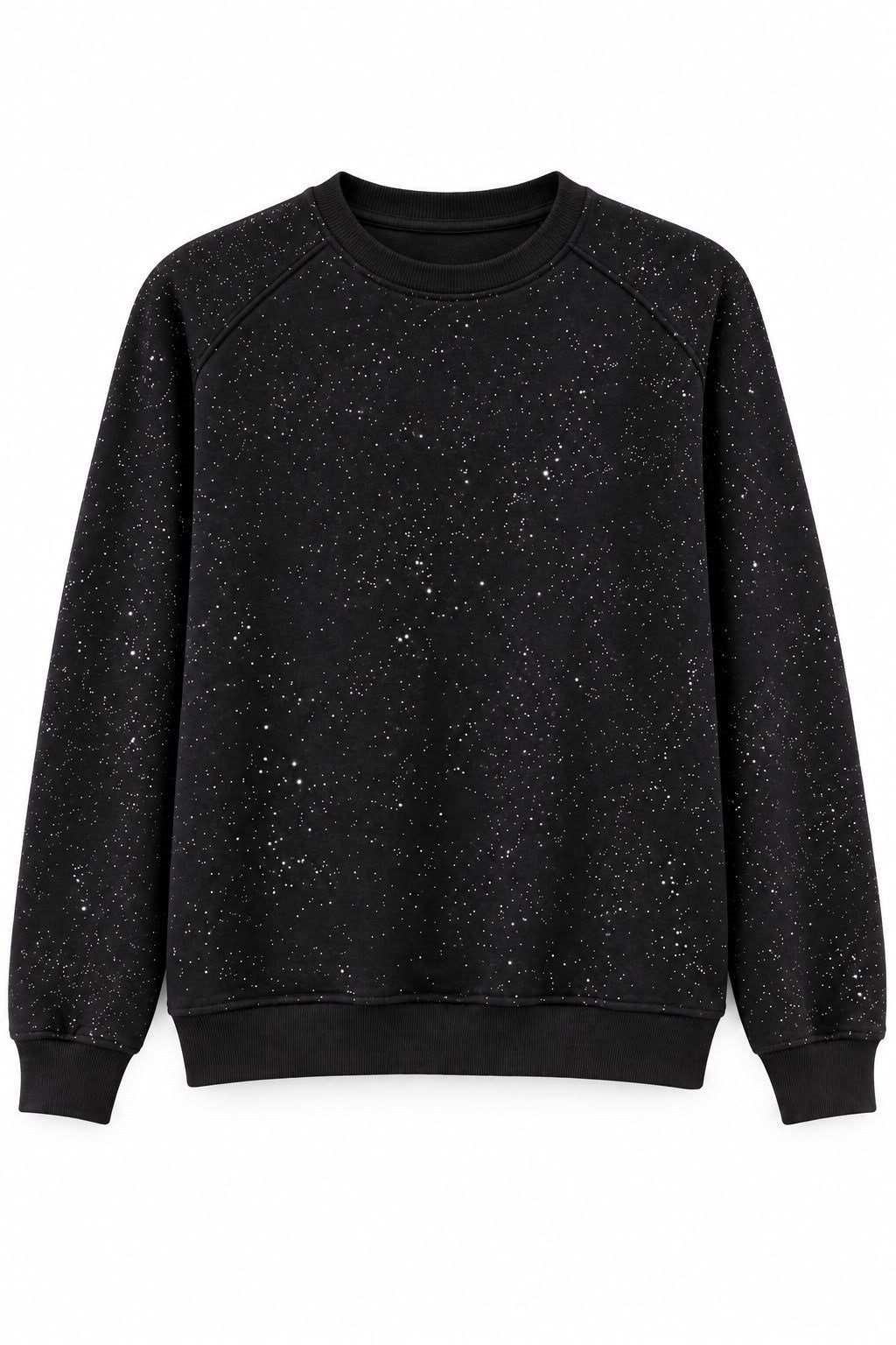 Siyah Işıltılı Bisiklet Yaka Sweatshirt