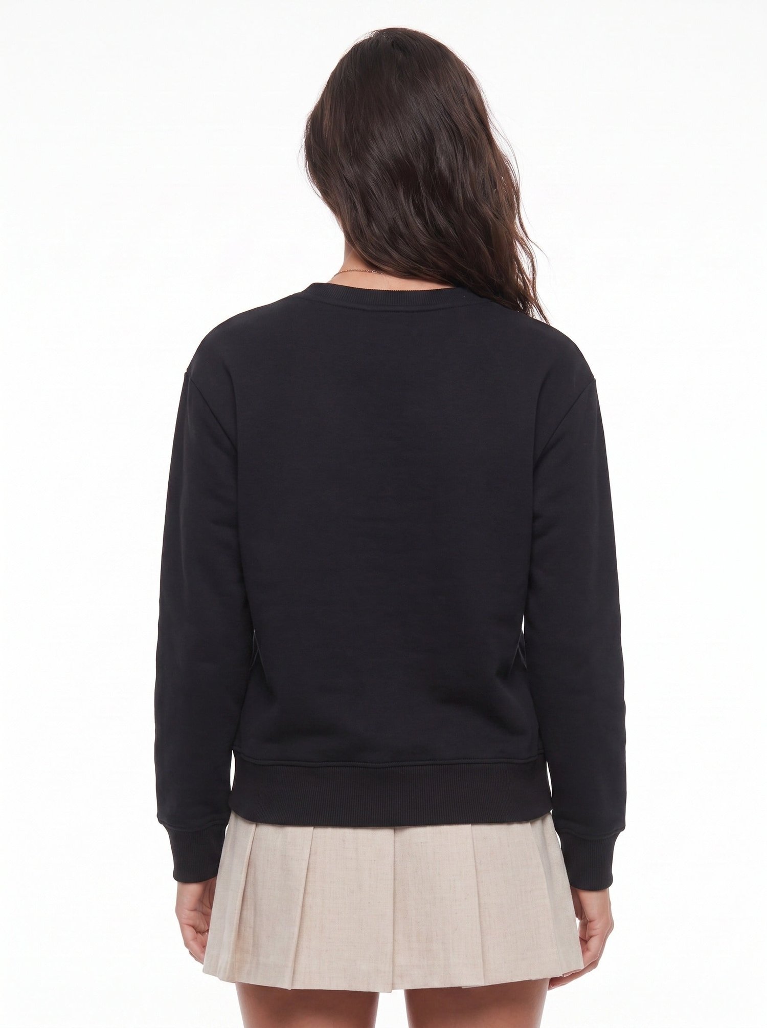 Siyah Kalp Baskılı Sweatshirt