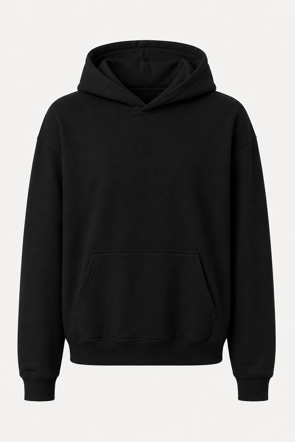 Siyah Kapüşonlu Kanguru Cepli Sweatshirt