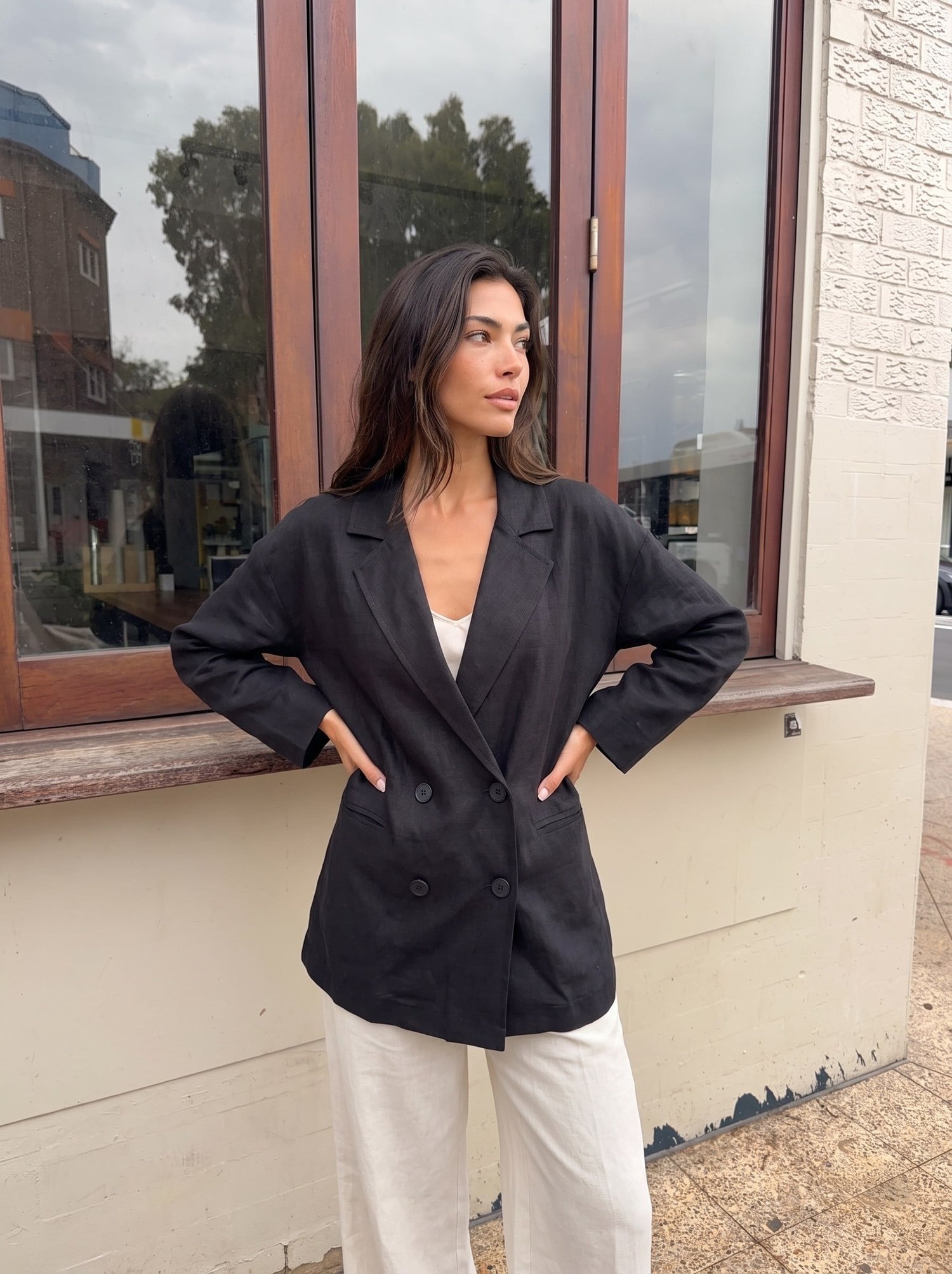 Siyah Kruvaze Oversize Blazer Ceket