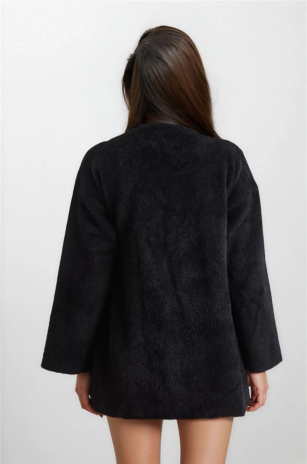 Siyah Kruvaze Triko Kimono