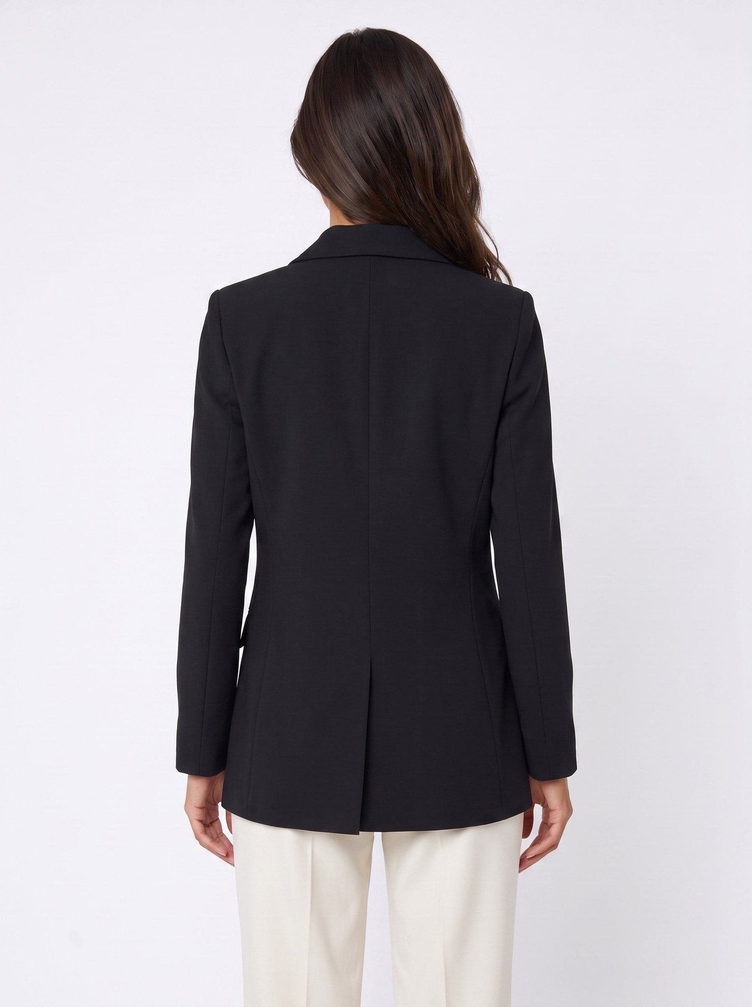 Siyah Kruvaze Yaka Blazer Ceket