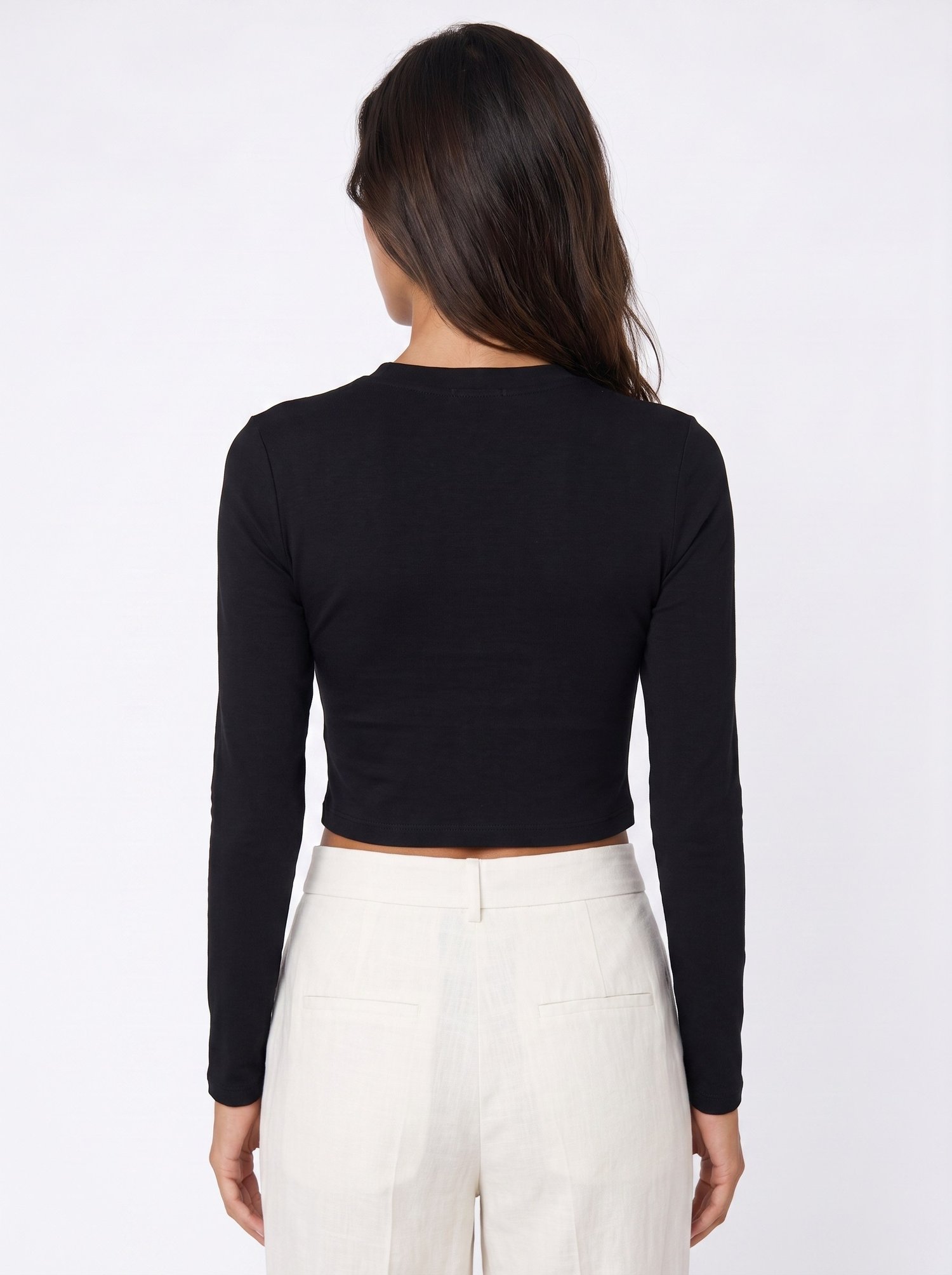 Siyah Kurdeleli Crop Bluz