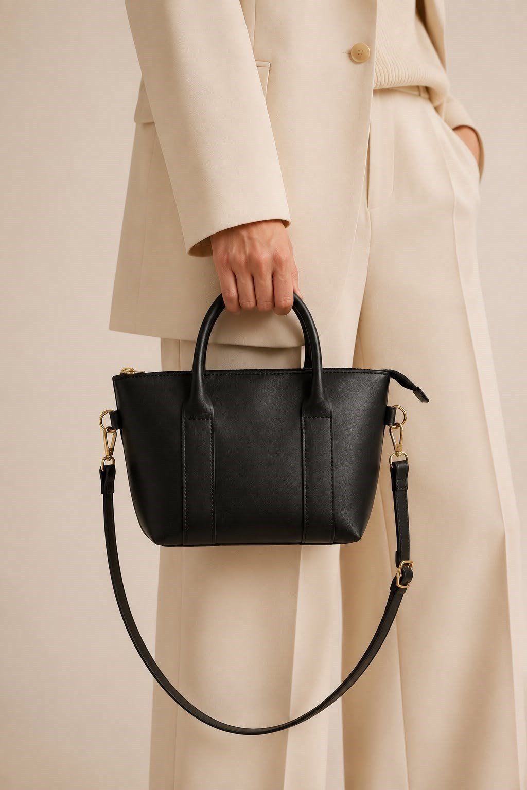 Siyah Mini Tote Omuz Çantası