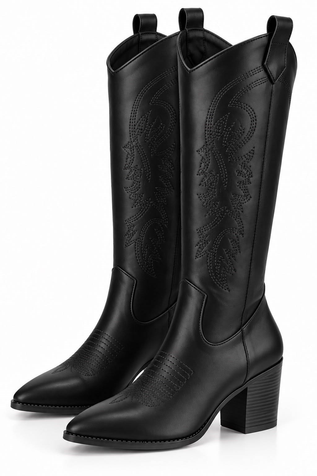Siyah Nakışlı Western Kovboy Çizme