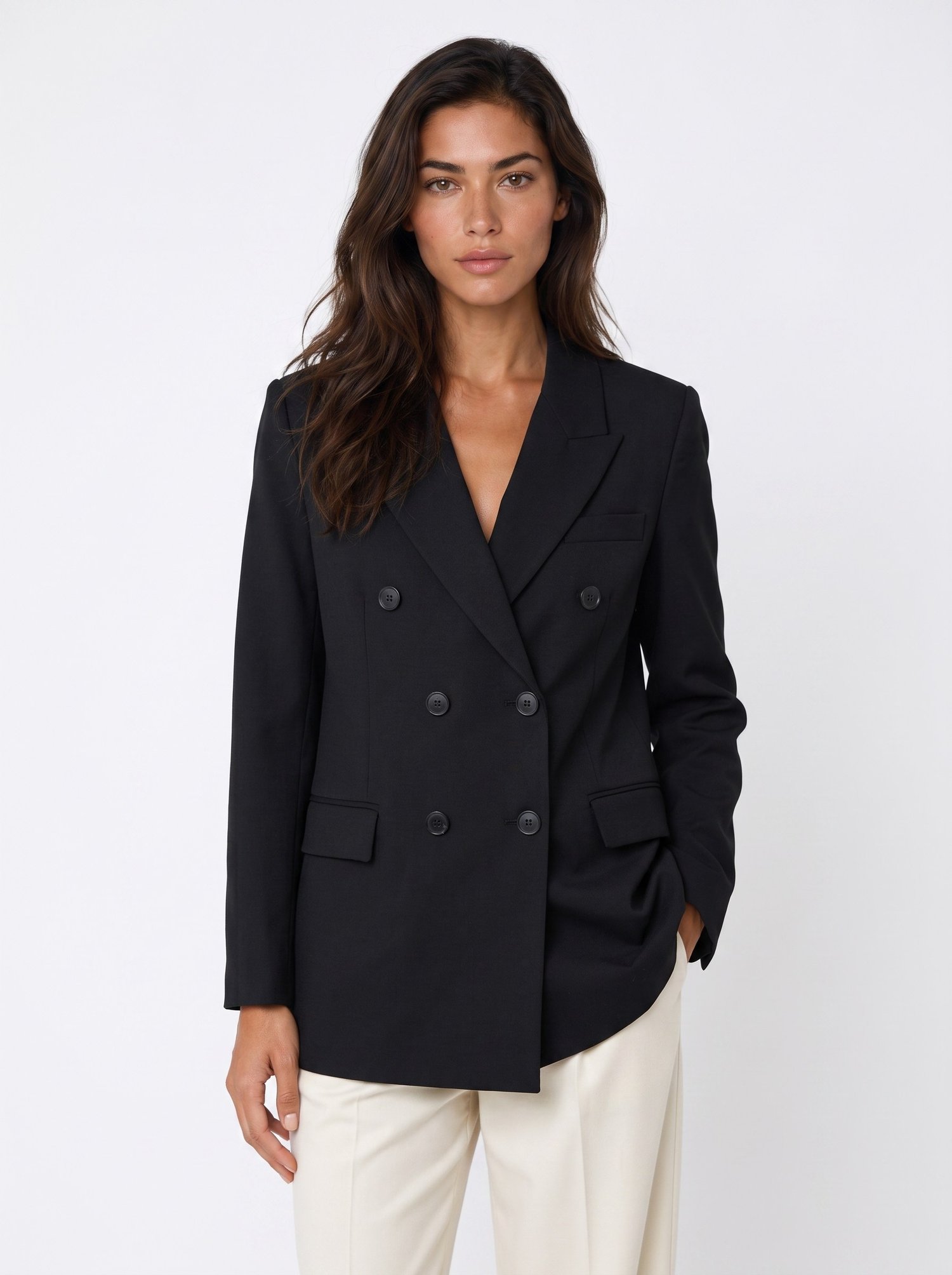 Siyah Oversize Düğmeli Blazer Ceket