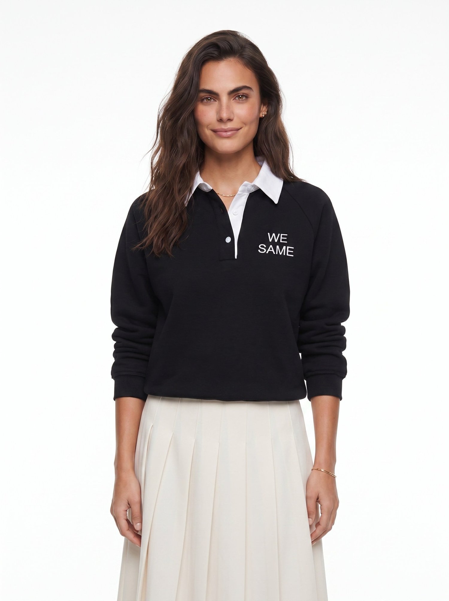 Siyah Polo Yaka Sweatshirt