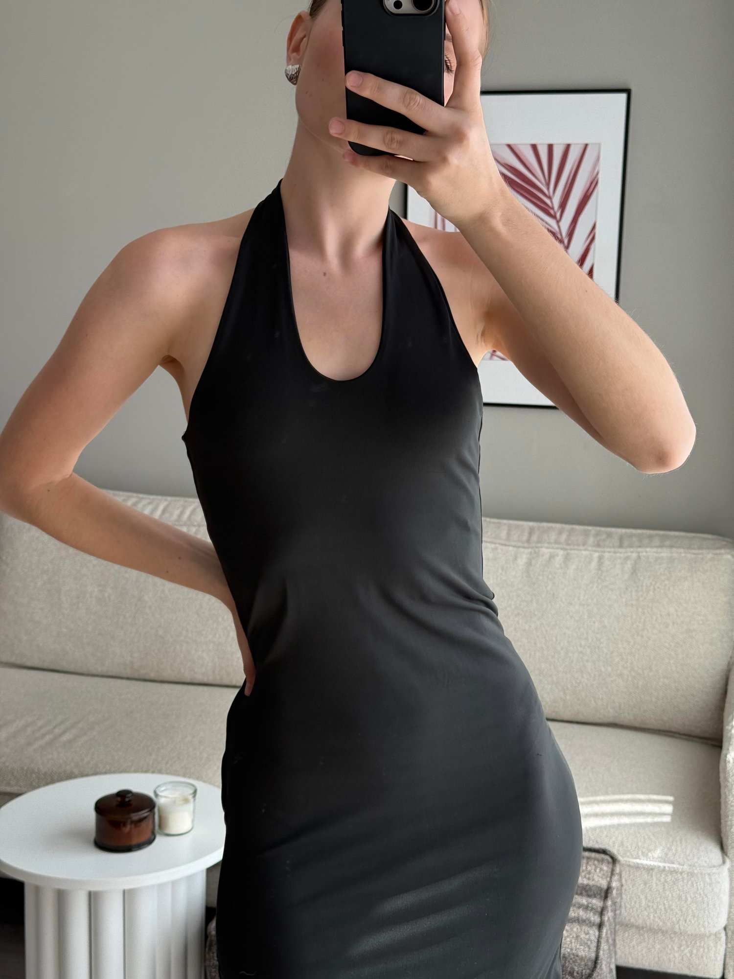 Siyah Sırt Dekolteli Mini Elbise