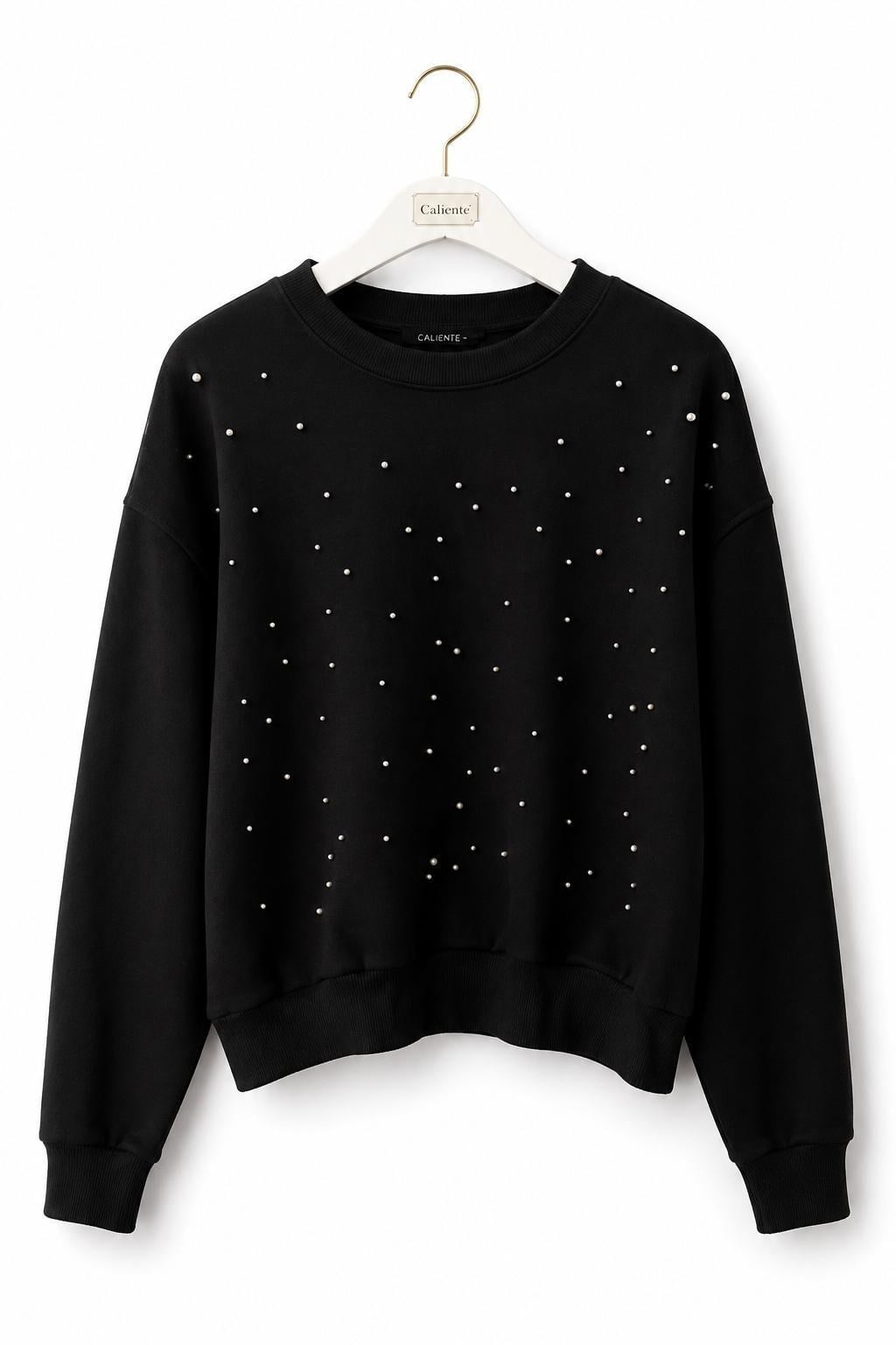 Siyah Taş Detaylı Sweatshirt
