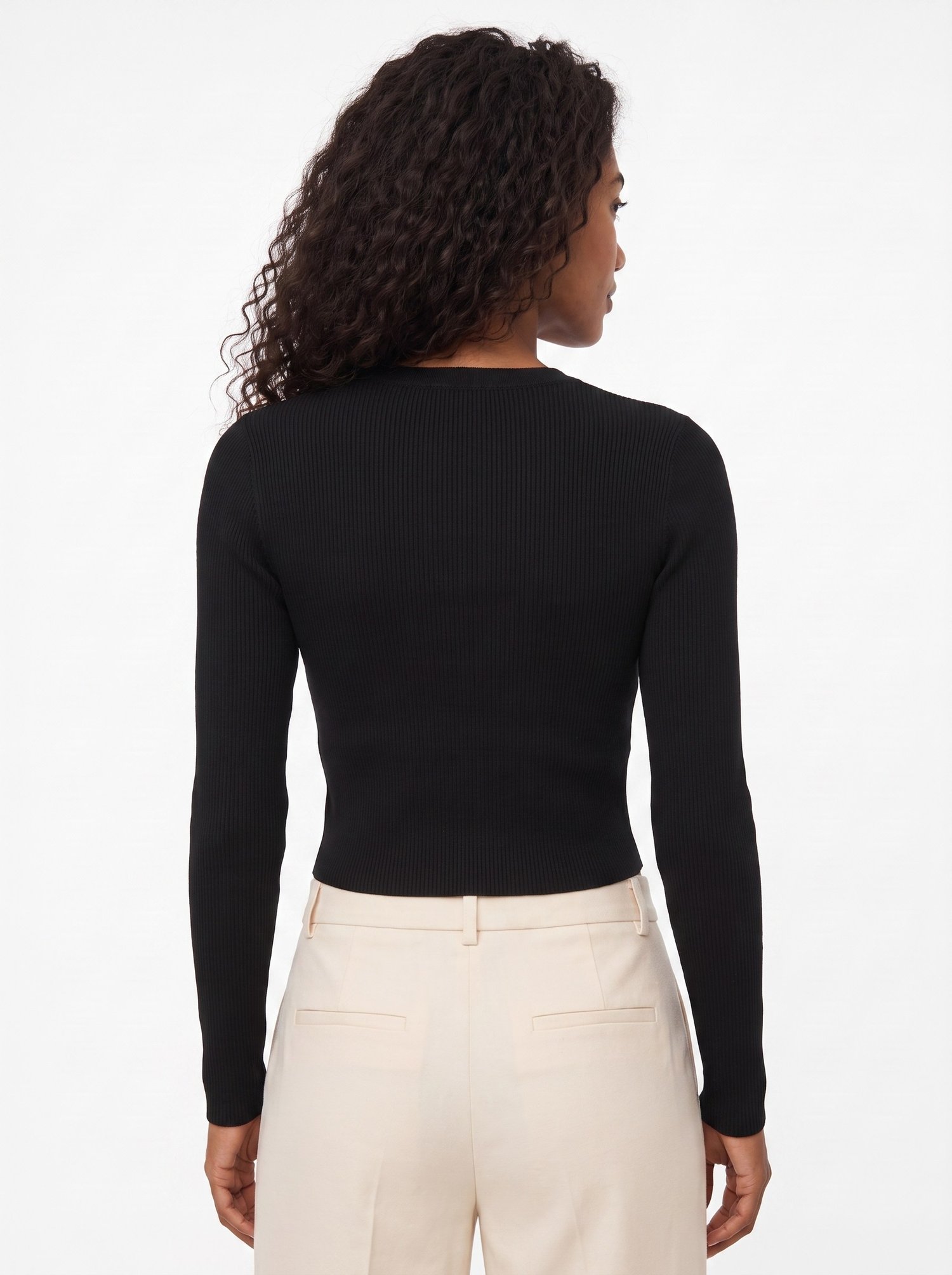 Siyah Yıldız Nakışlı Crop Bluz