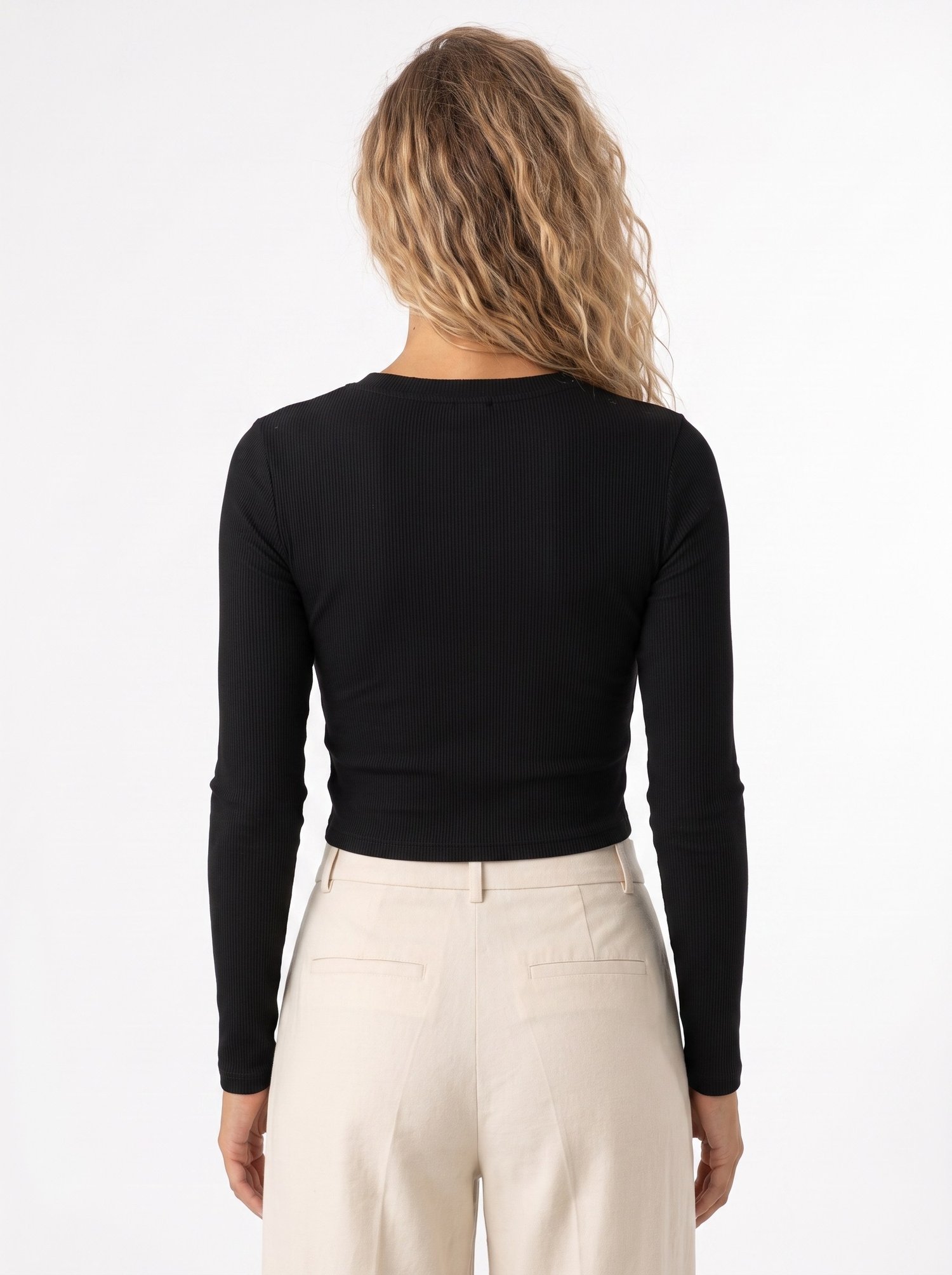 Siyah Yıldız Nakışlı Crop Bluz