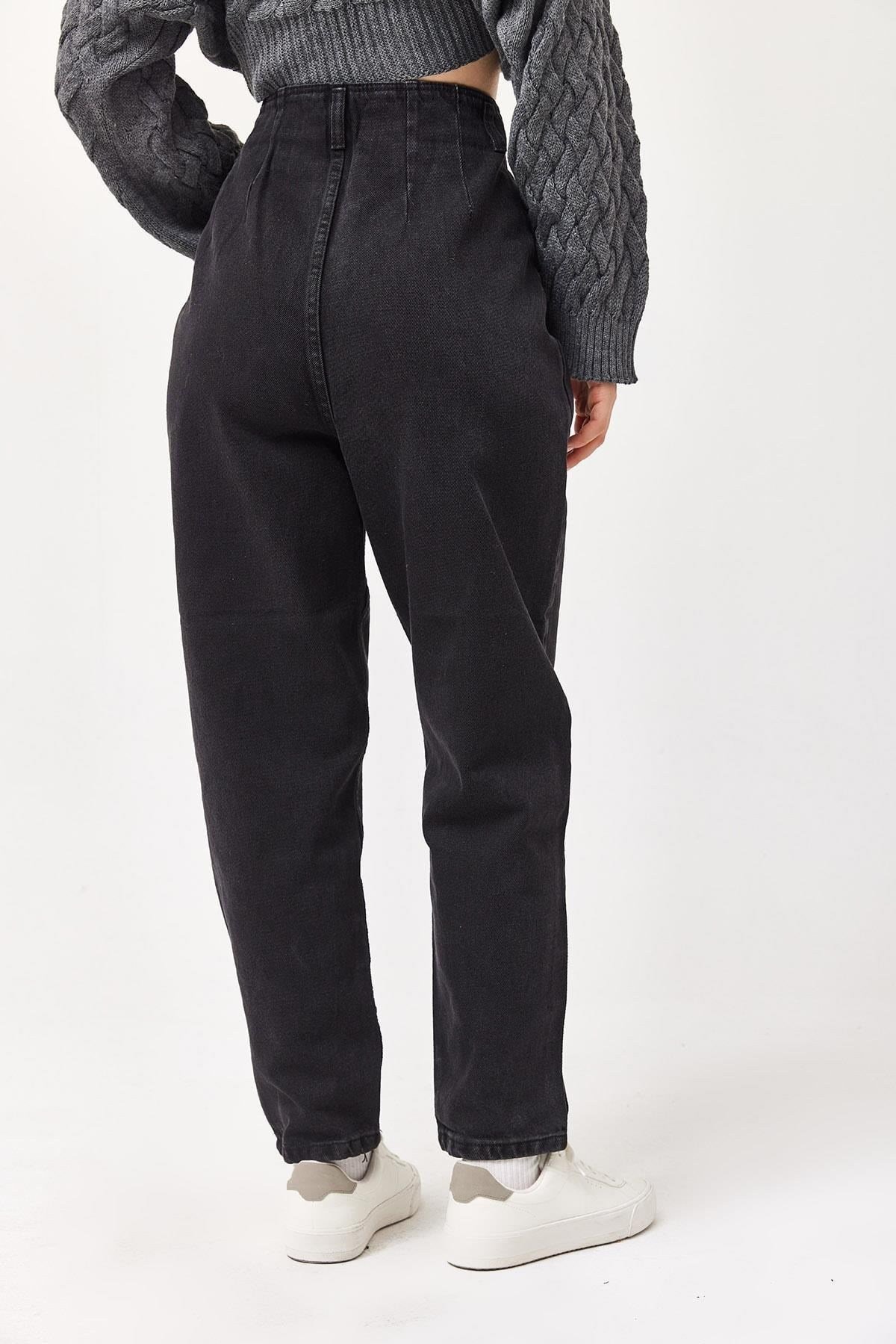 Siyah Yüksek Bel Fit Jeans