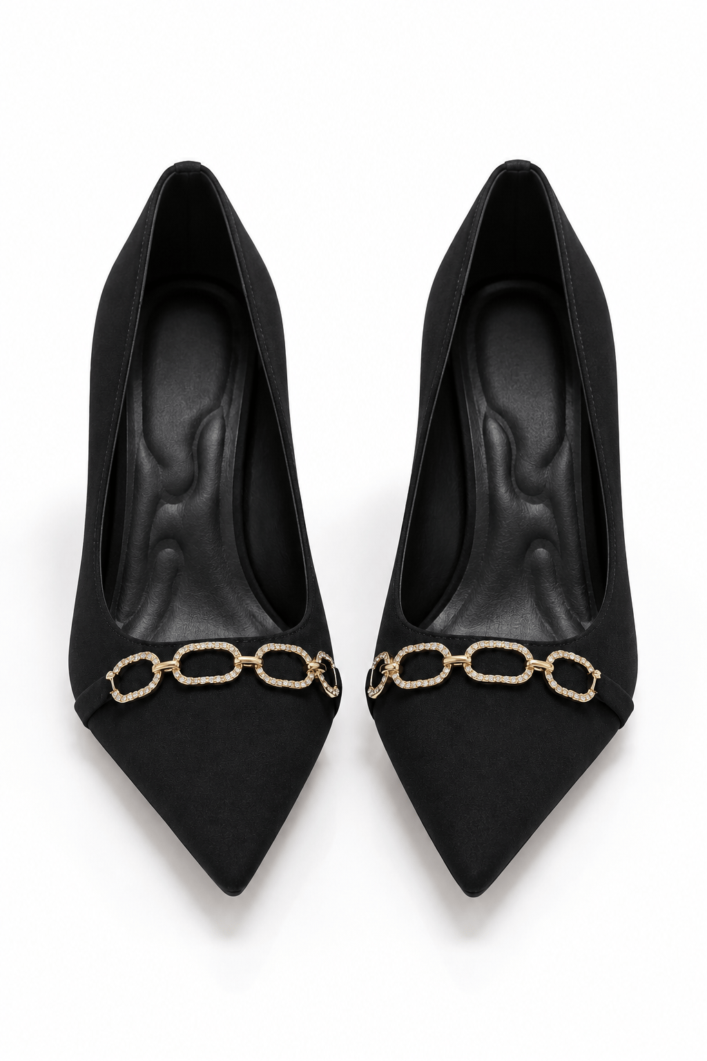 Siyah Zincir Detaylı Stiletto
