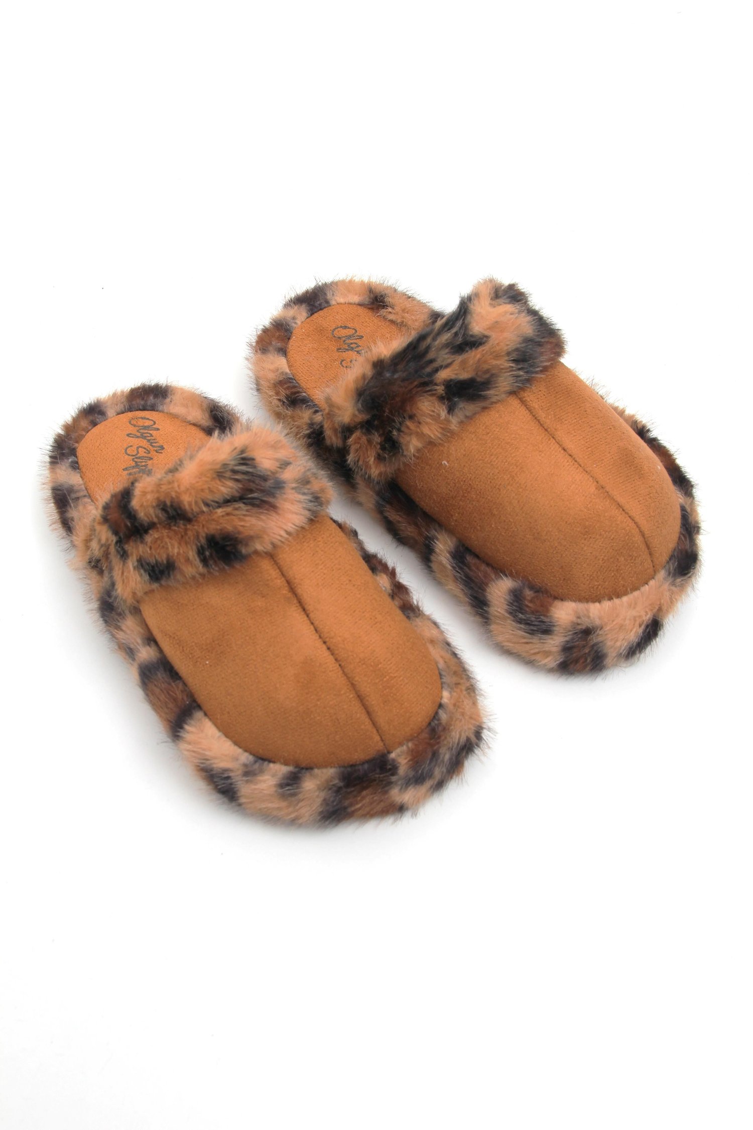 Taba Leoparlı Kürklü Ev Terliği