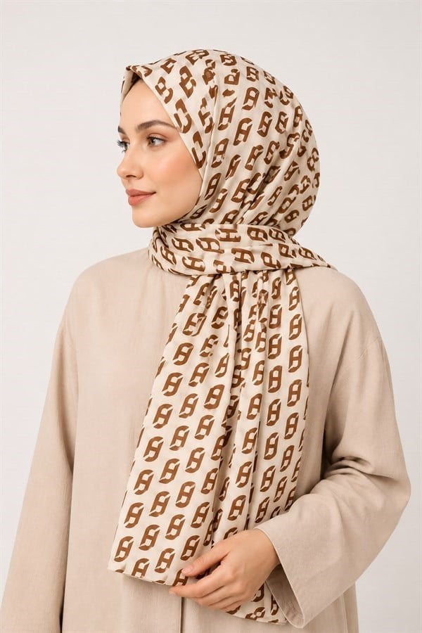 Taba Monogram Desenli Şal