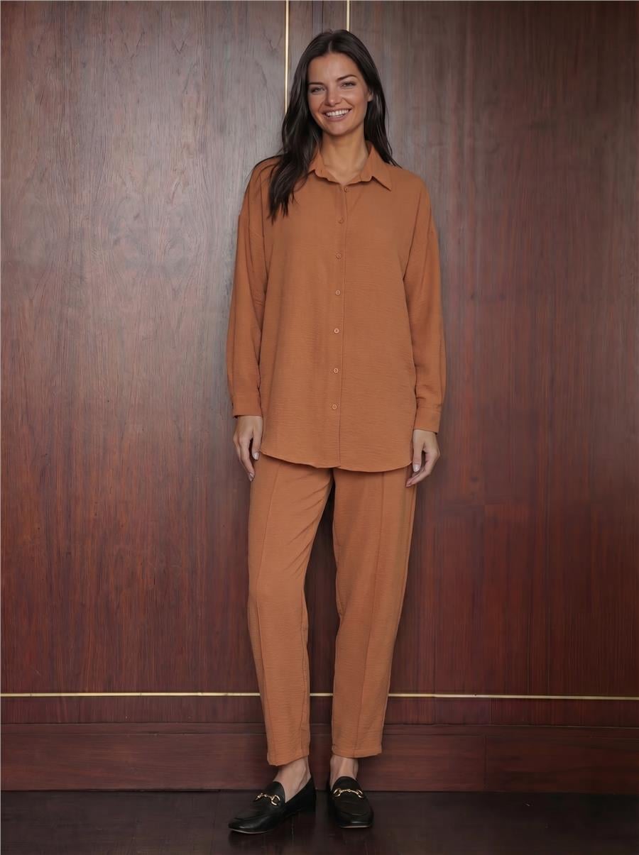 6593 Oversize İkili Takım - Taba