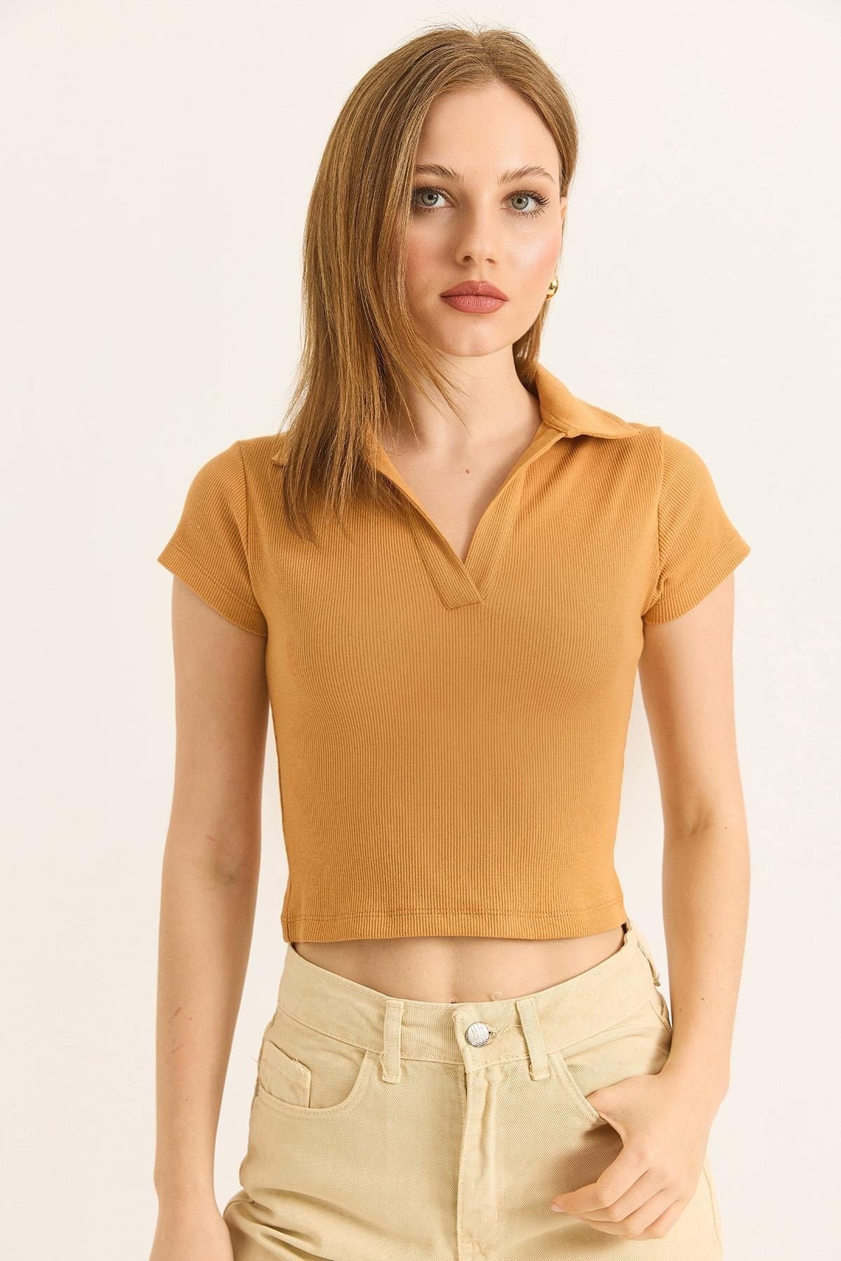 Taba Polo Yaka Kaşkorse Bluz