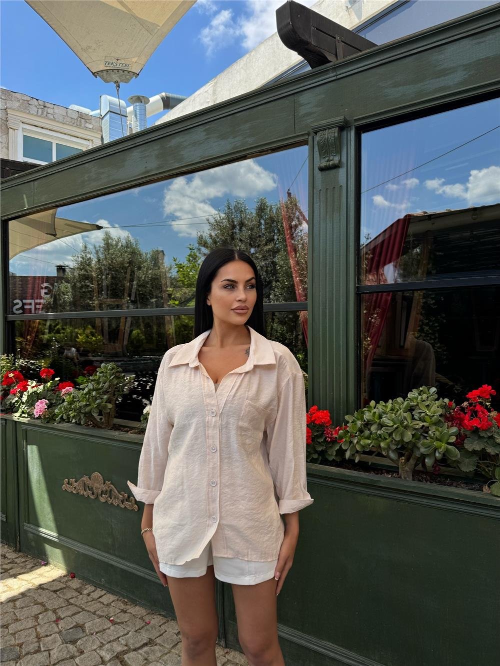 Taş Cepli %100 Pamuk Gömlek