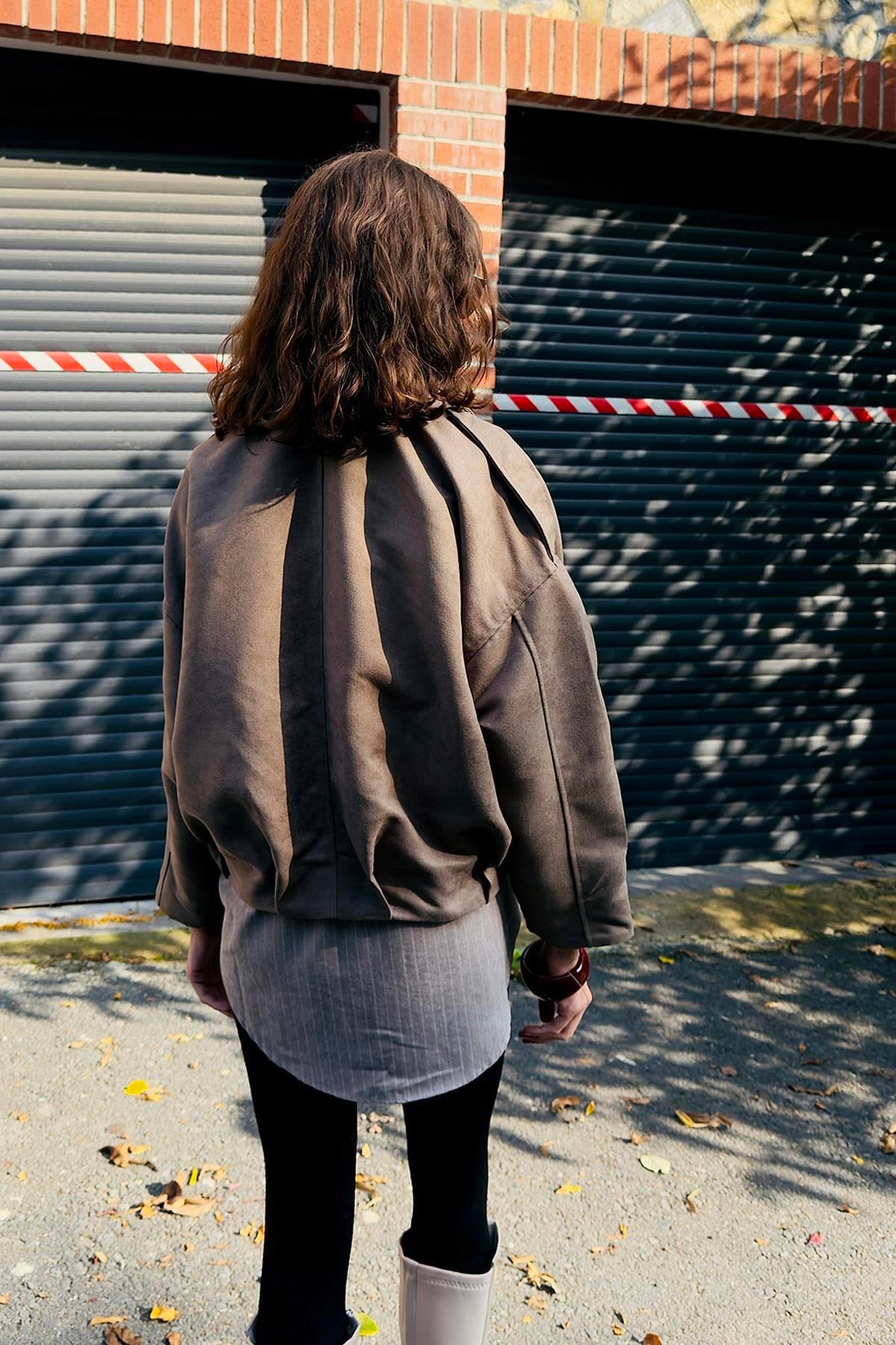 Vizon Kadife Oversize Salaş Mont