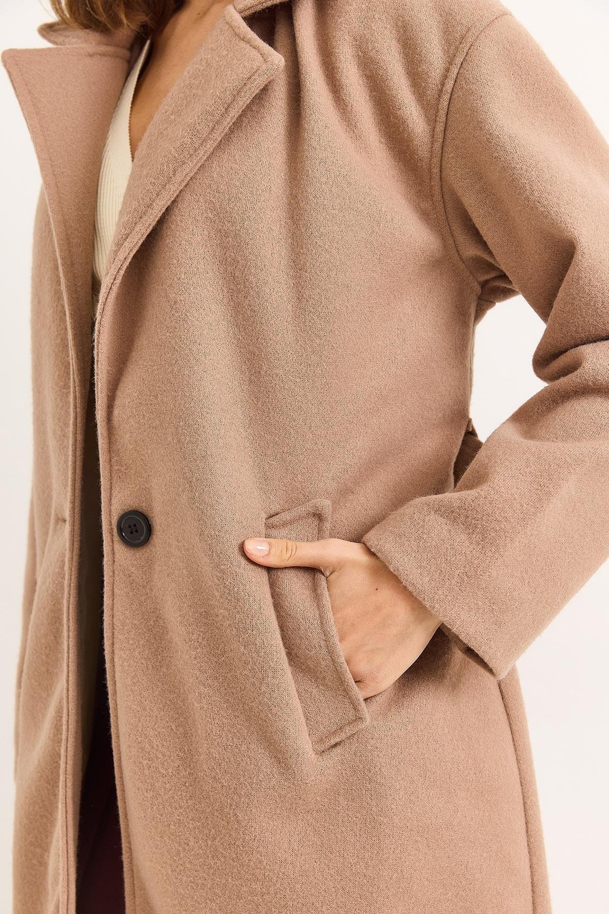Vizon Oversize Kaşe Kaban