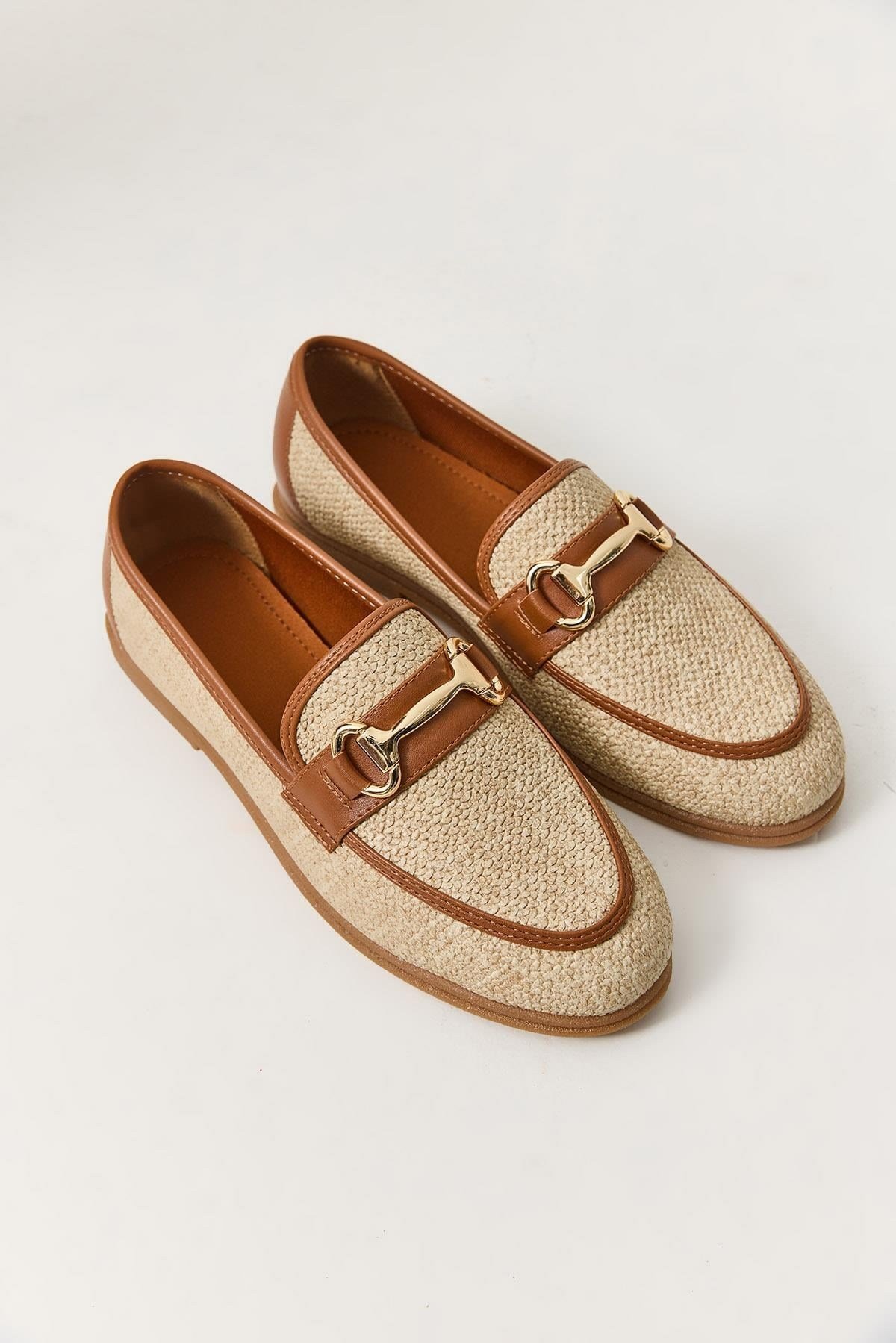 Vizon Taba Hasır Detaylı Loafer