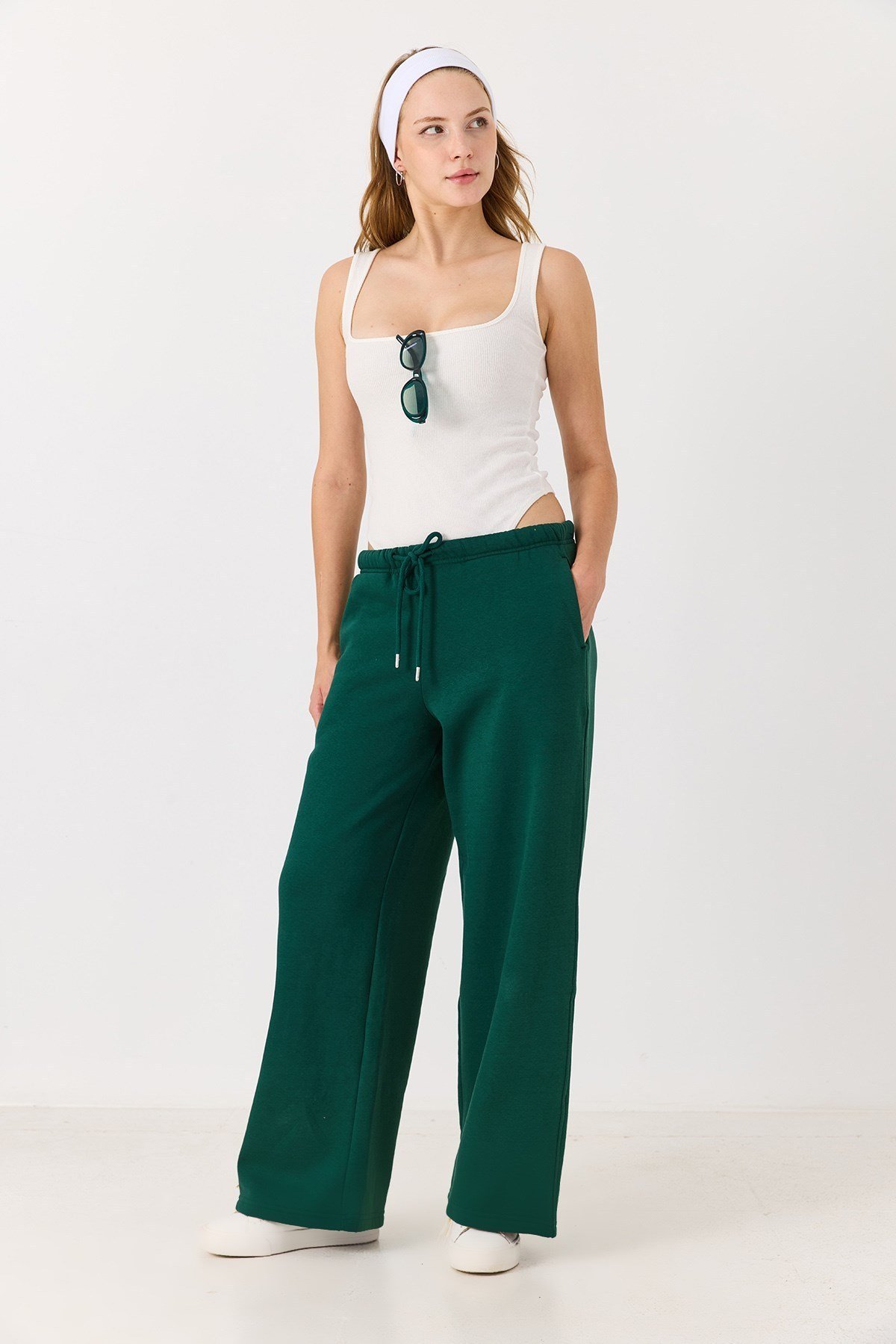 Yeşil Beli Lastikli Pantolon