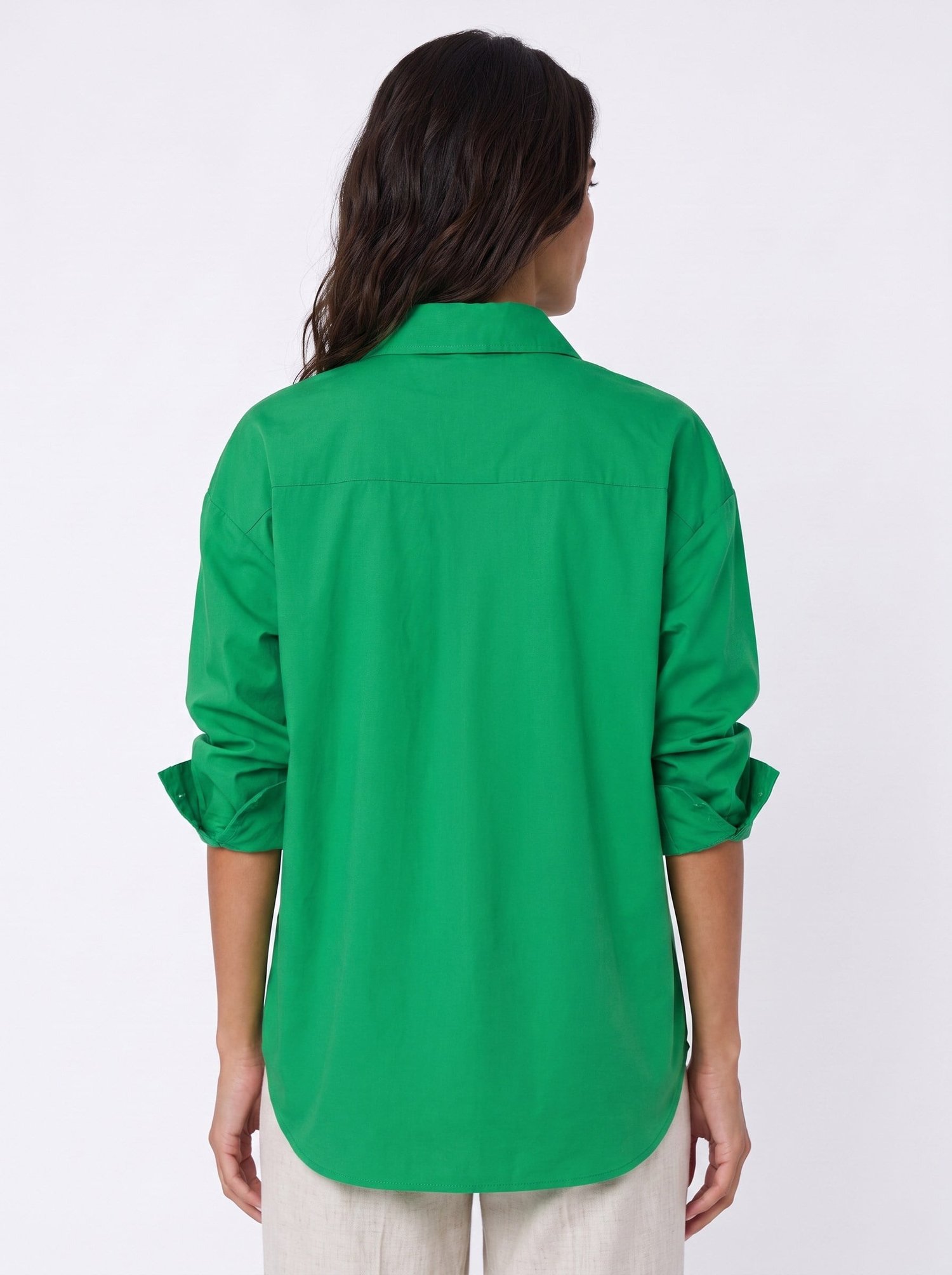 Yeşil Oversize Basic Gömlek