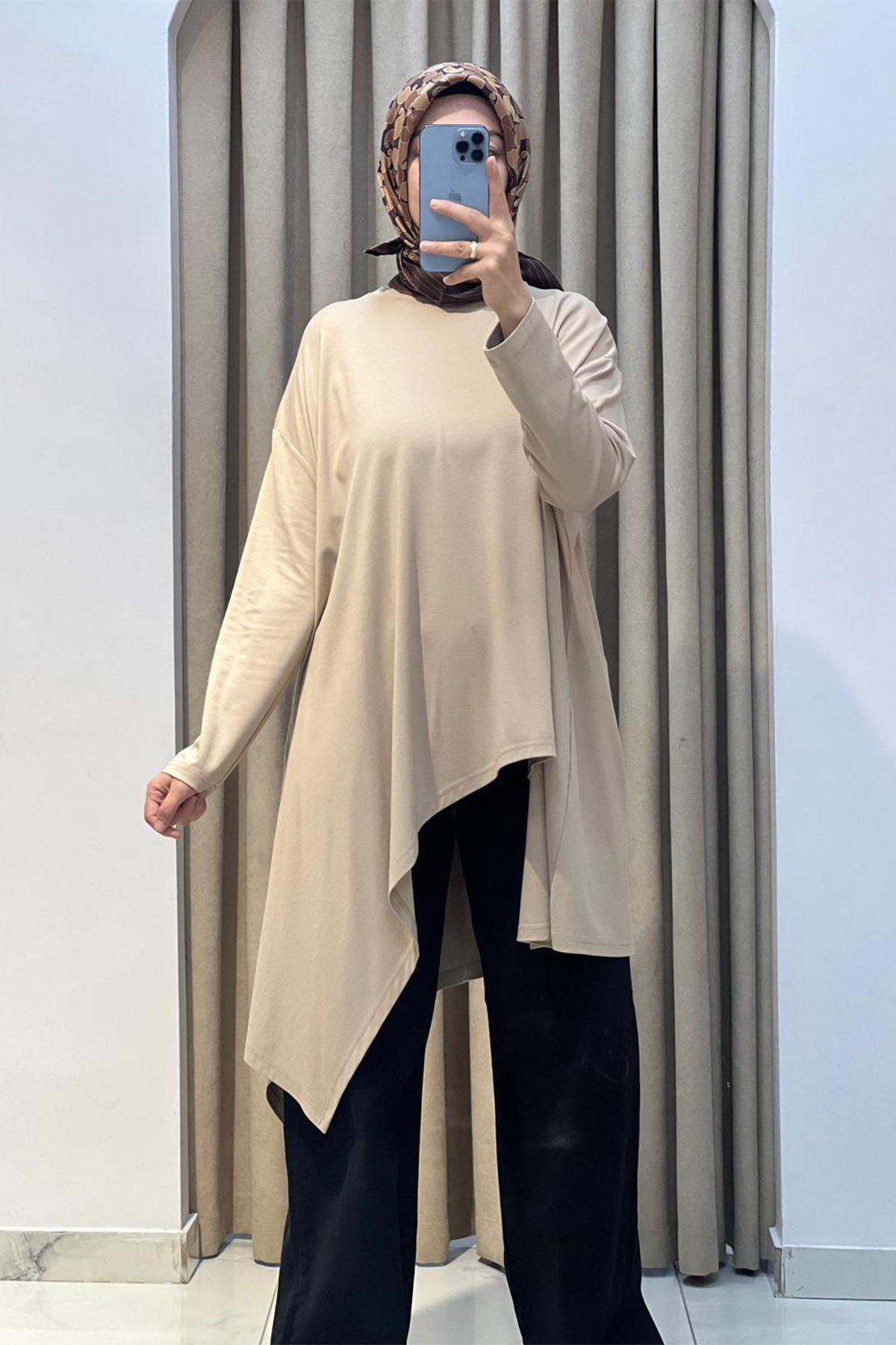 Asimetrik Kesim Tunik Camel