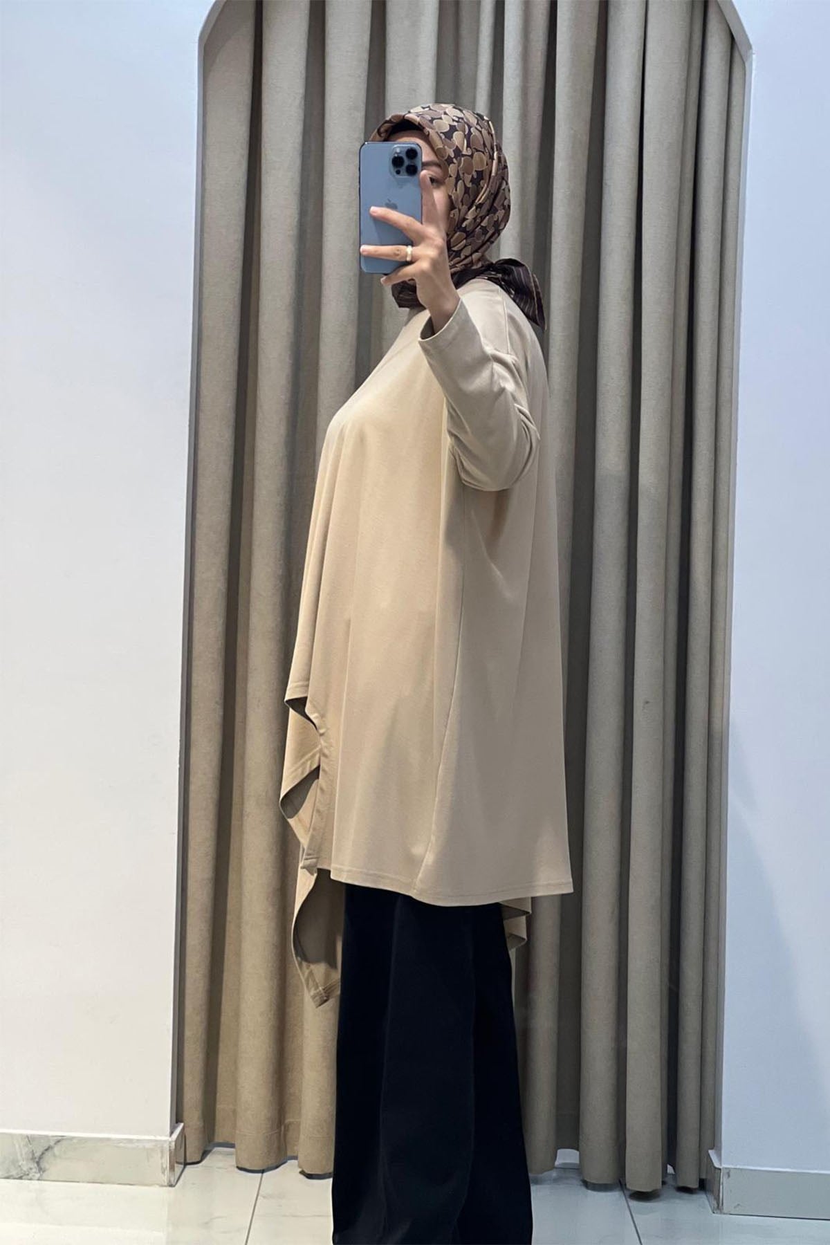Asimetrik Kesim Tunik Camel