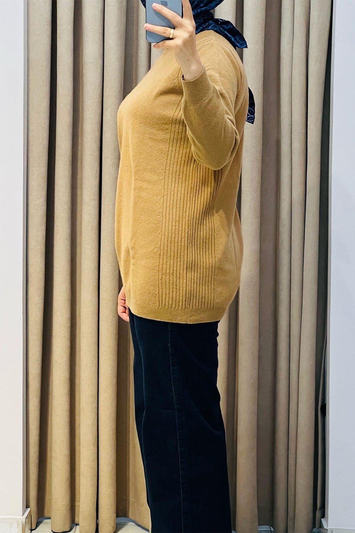Basic Cashmere Triko Tunik Camel
