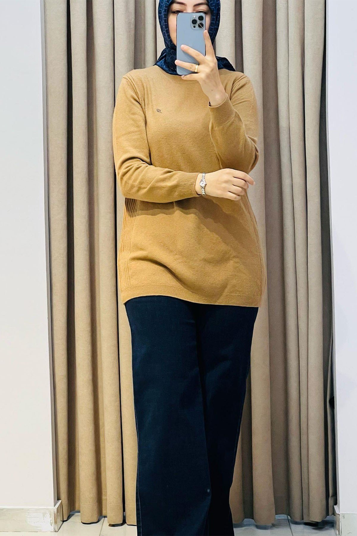 Basic Cashmere Triko Tunik Camel