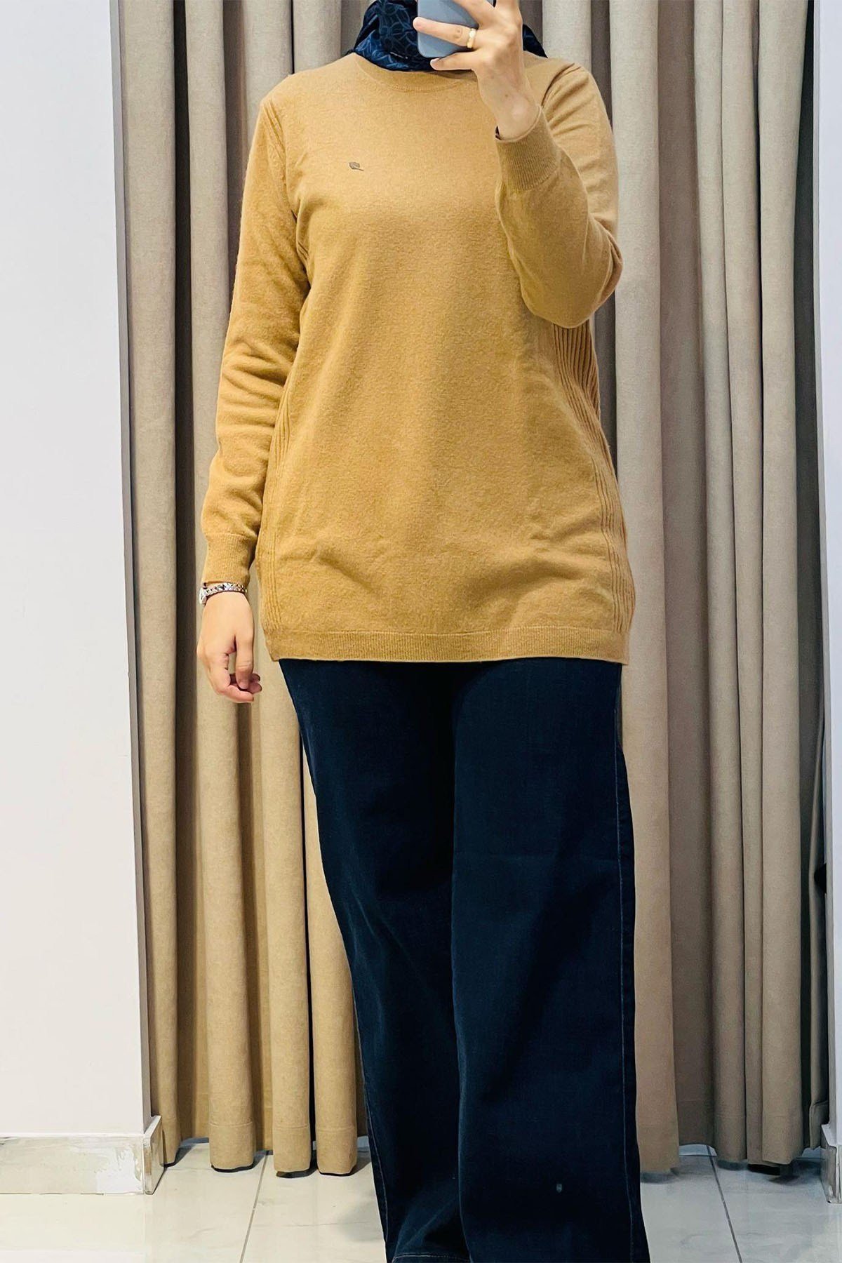 Basic Cashmere Triko Tunik Camel