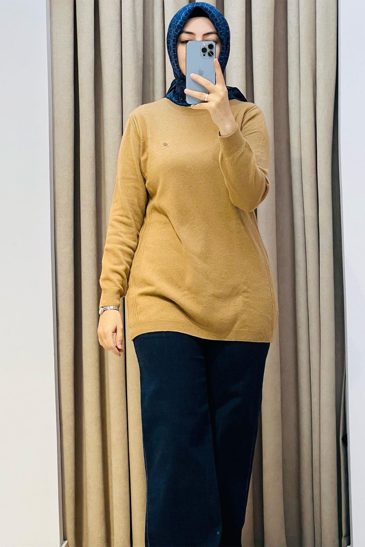 Basic Cashmere Triko Tunik Camel