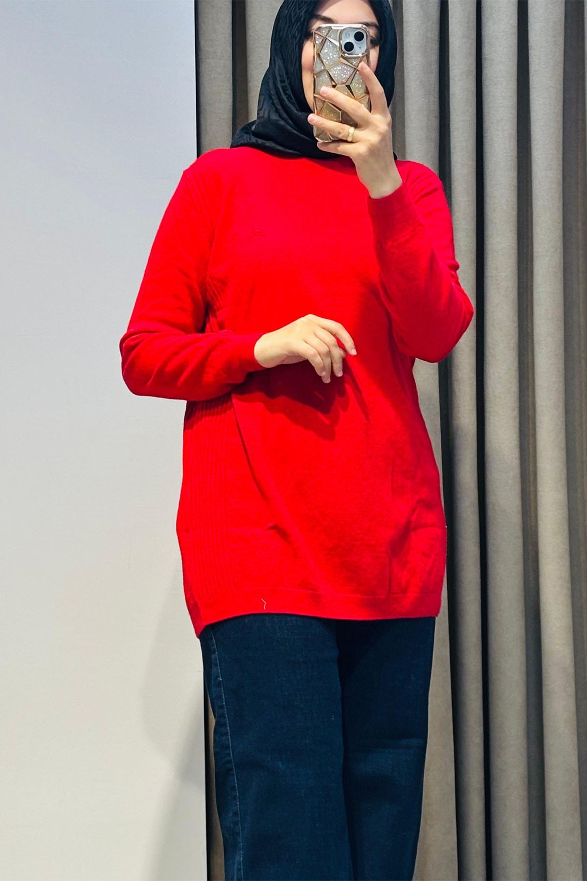 Basic Cashmere Triko Tunik Kırmızı