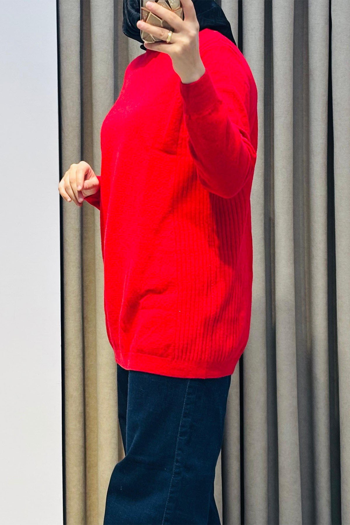 Basic Cashmere Triko Tunik Kırmızı