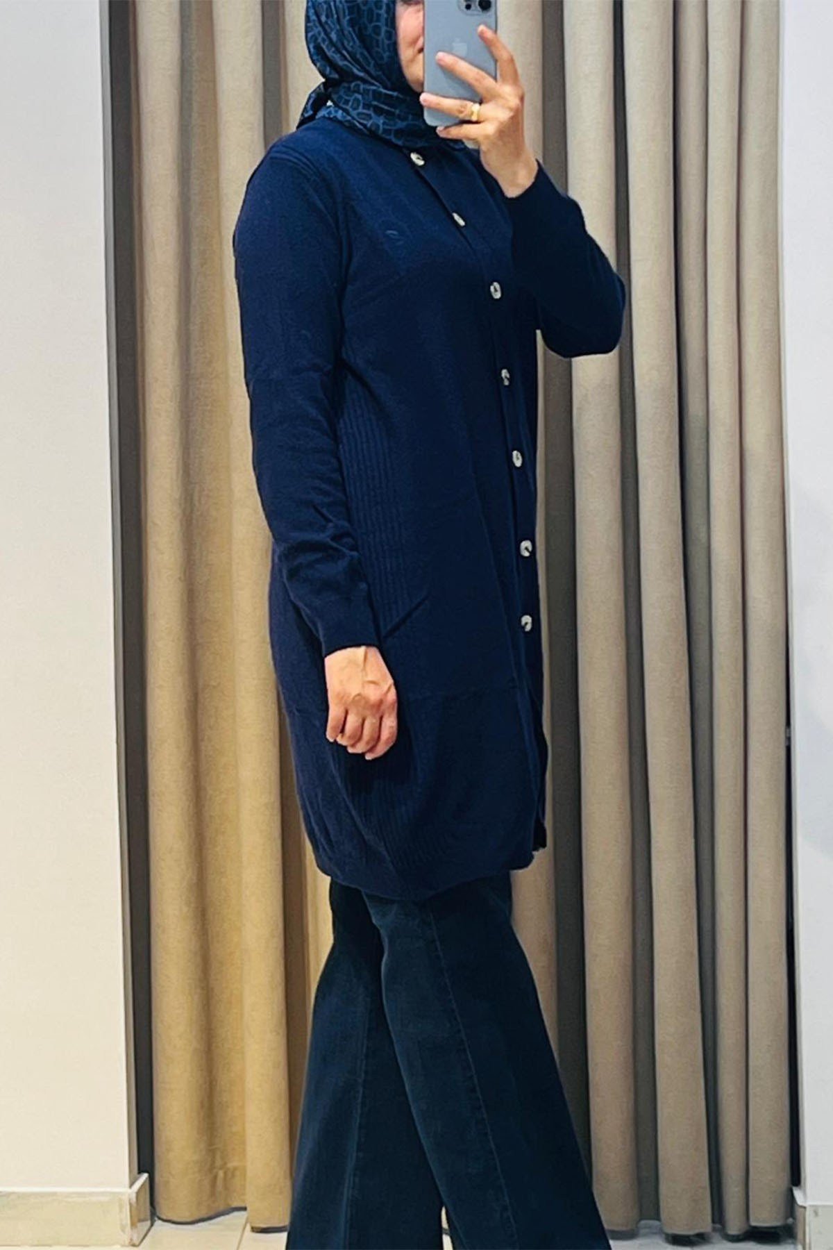 Basic Cashmere Uzun Hırka Lacivert