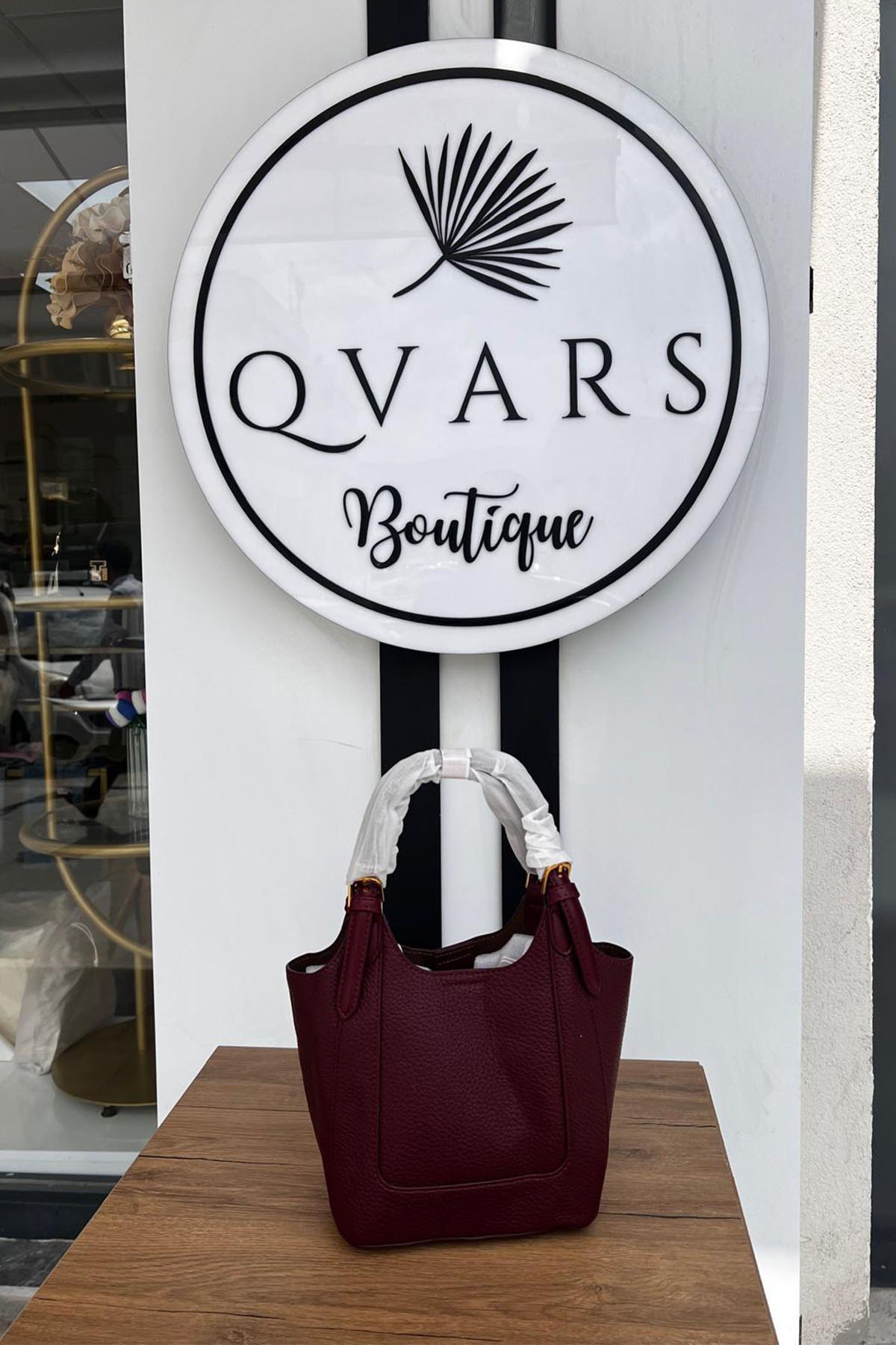 Bocuklu Mini Cüzdan Detaylı Deri El ve Omuz Çantası Bordo