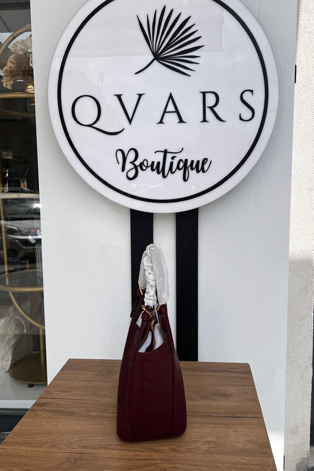 Bocuklu Mini Cüzdan Detaylı Deri El ve Omuz Çantası Bordo