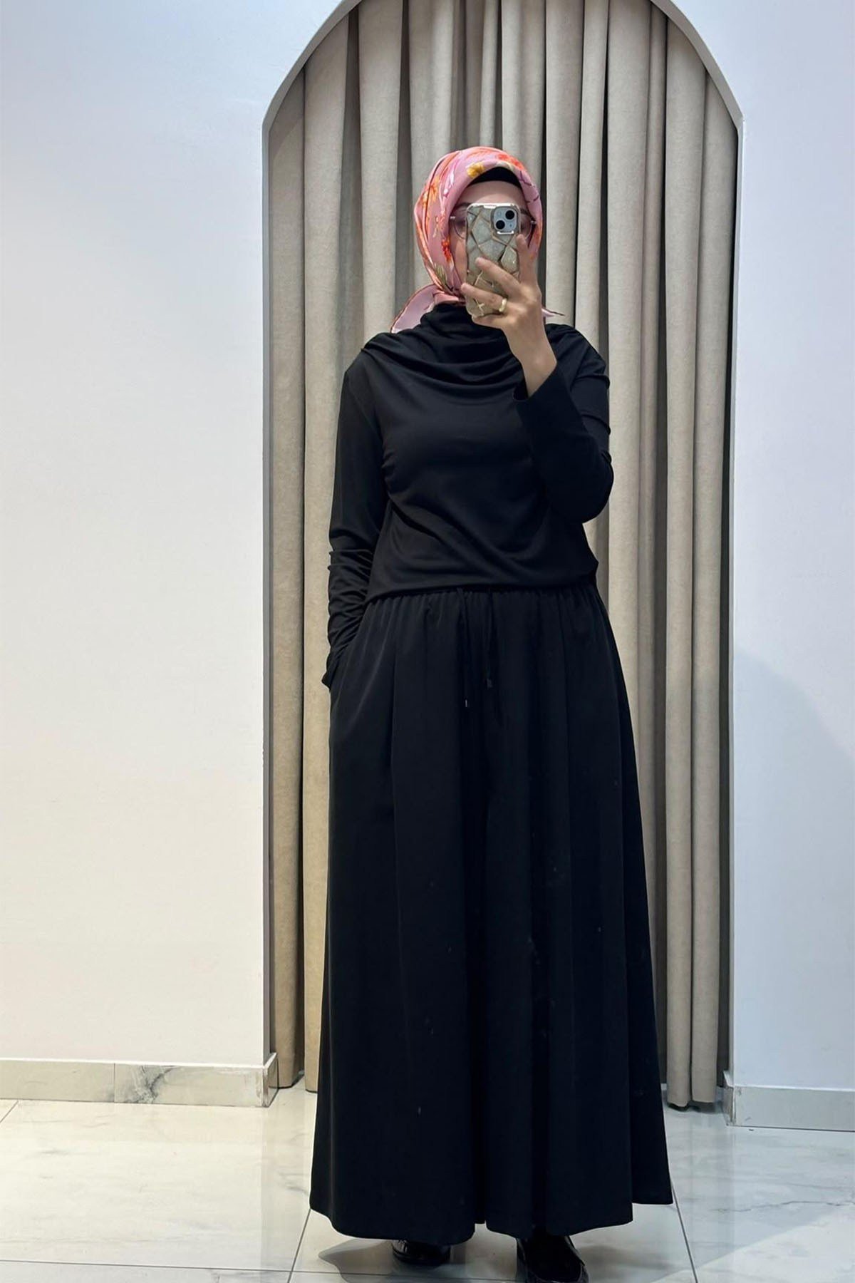 Degaje Yakalı Tunik Siyah