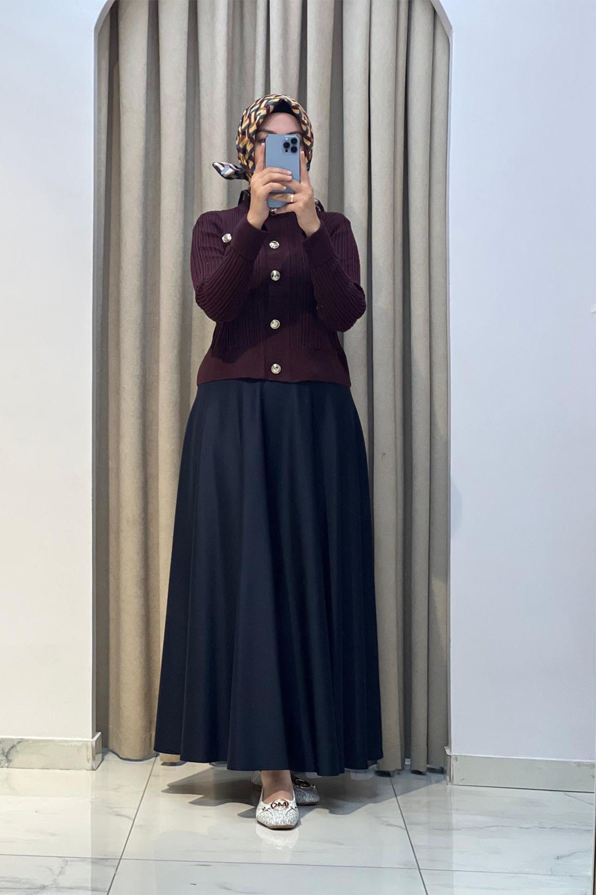Diva Düğmeli Triko HIrka Bordo