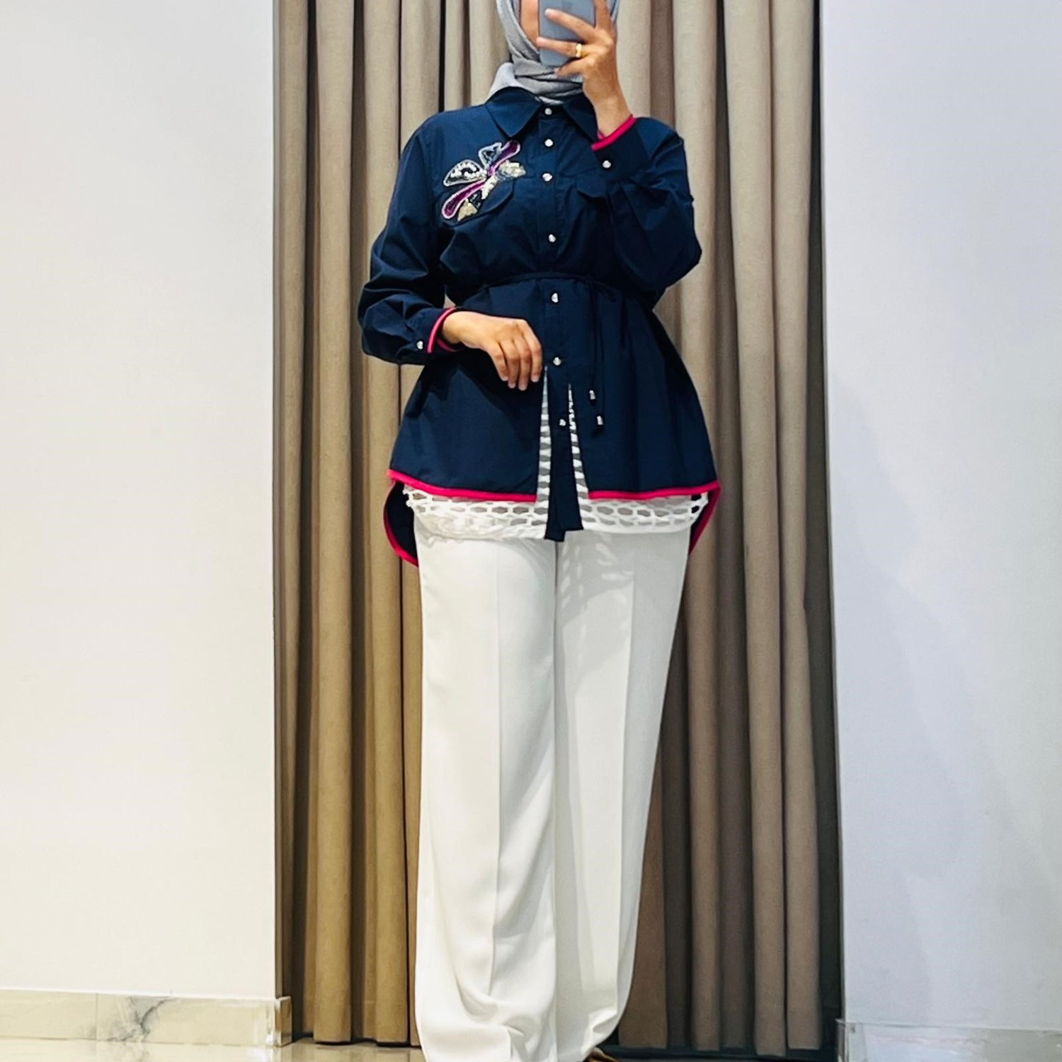 MY312 CEBİ TAŞLI FİLELİ GÖMLEK LACİVERT